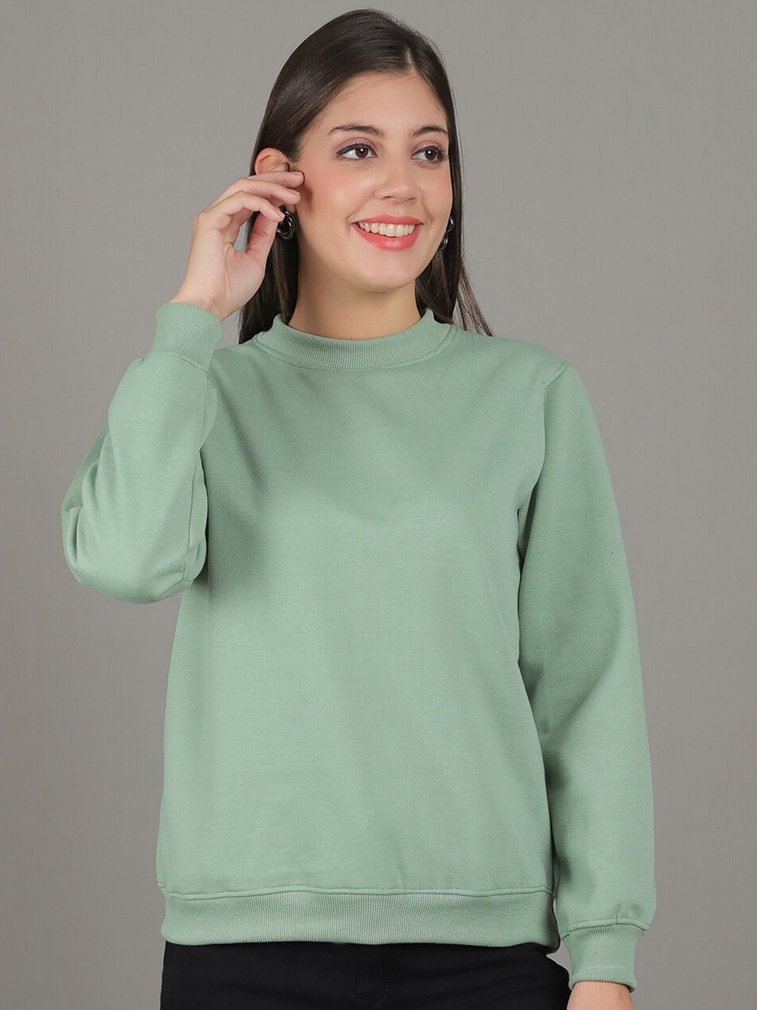 

GRACIT Women Sea Green Sweatshirt