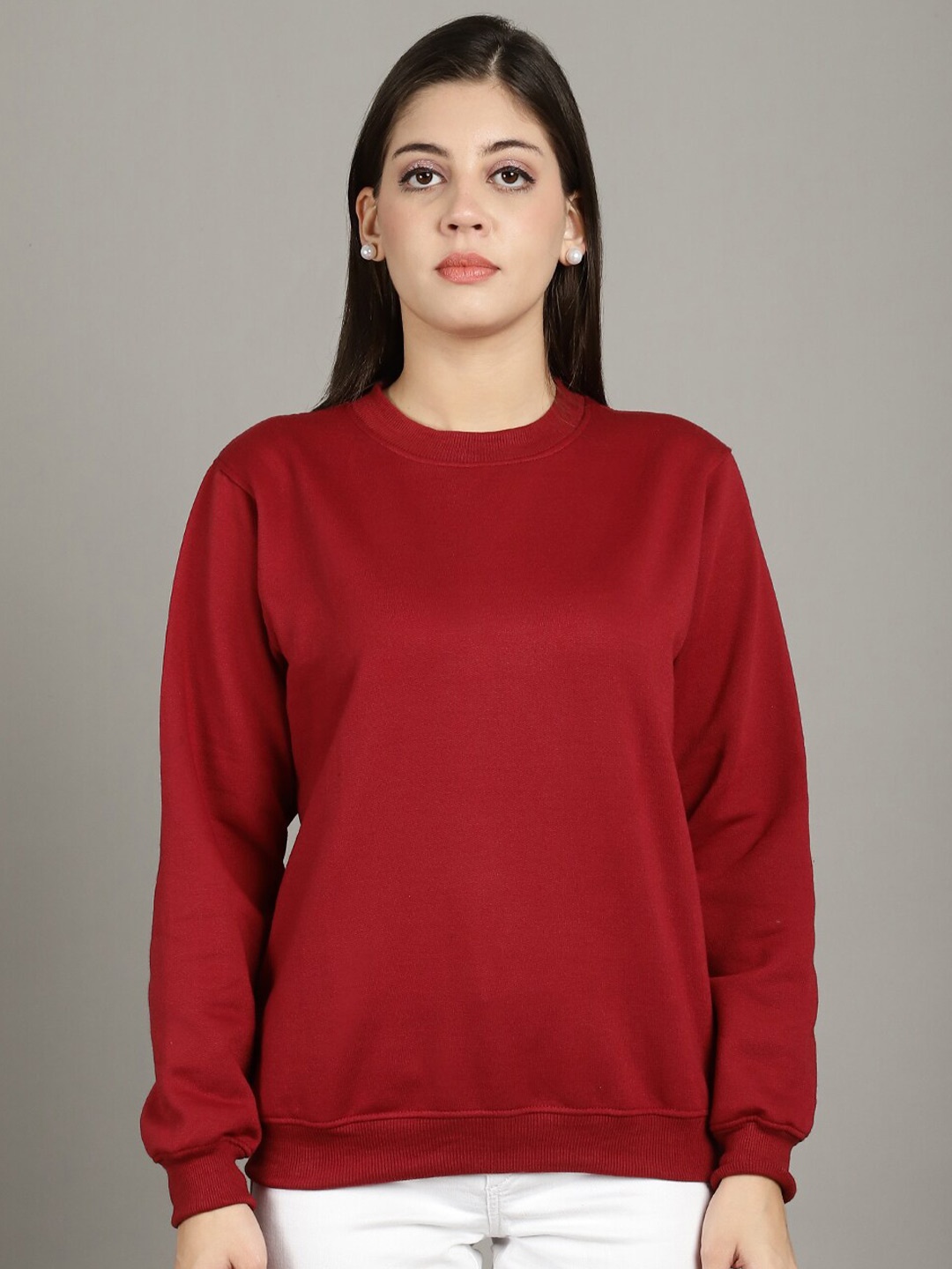 

GRACIT Women Maroon Sweatshirt