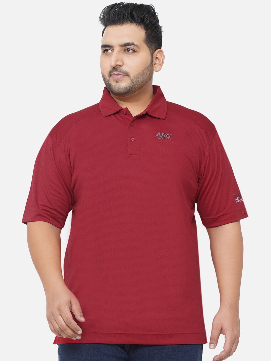 

Santonio Men Plus Size Graphic Printed Pure Cotton T-shirt, Maroon