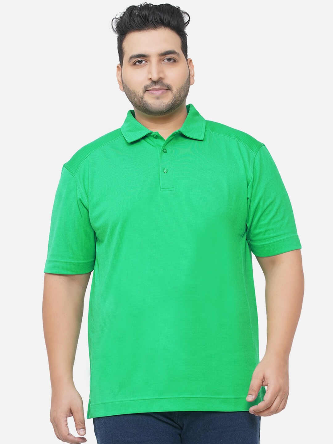 

Santonio Men Plus Size Polo Collar Cotton T-shirt, Green