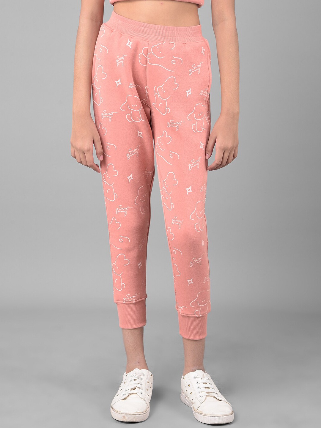 

Crimsoune Club Girl's Printed Joggers, Peach