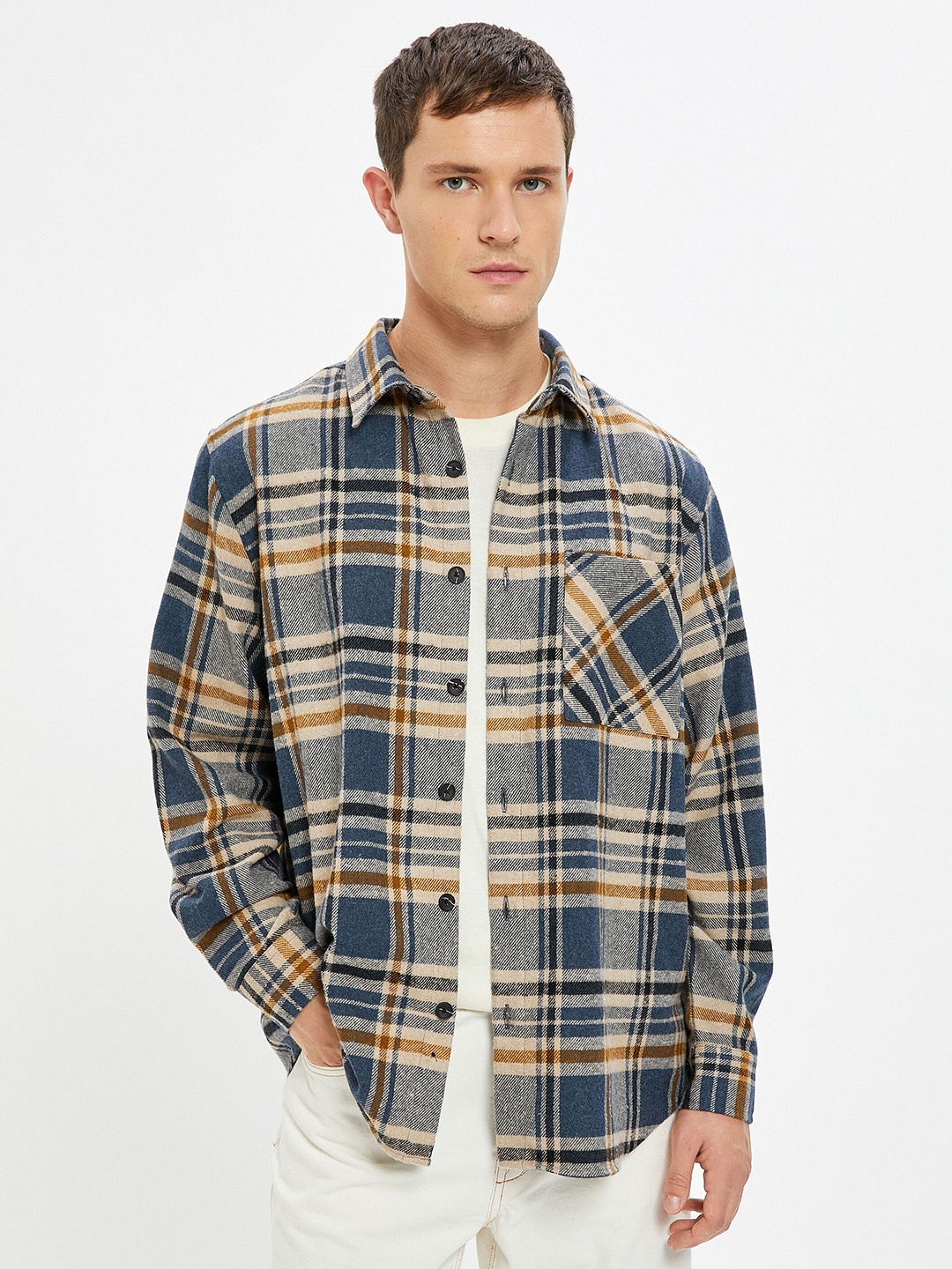 

Koton Men Tartan Checks Opaque Checked Casual Shirt, Na