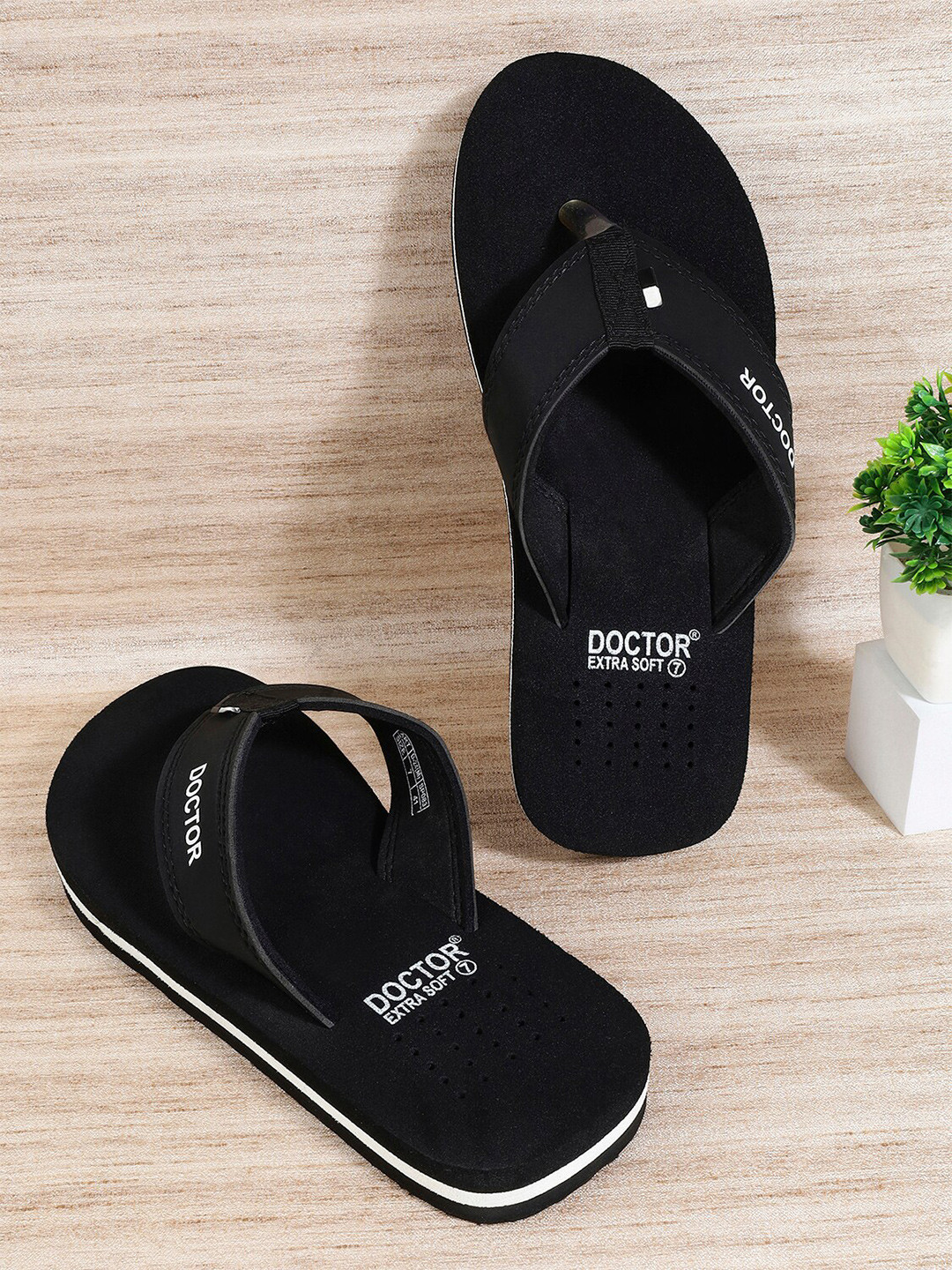 

DOCTOR EXTRA SOFT Men Orthopedic Non-Slip Thong Flip-Flops, Black