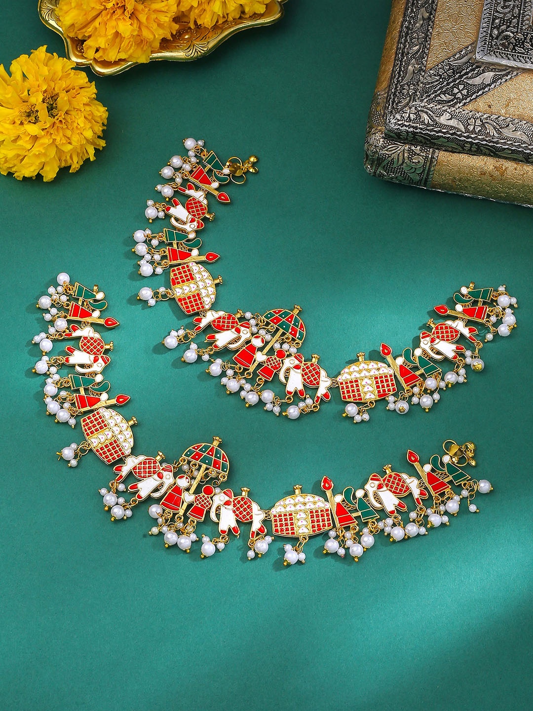 

Yellow Chimes Set Of 2 Gold-Plated Anklets