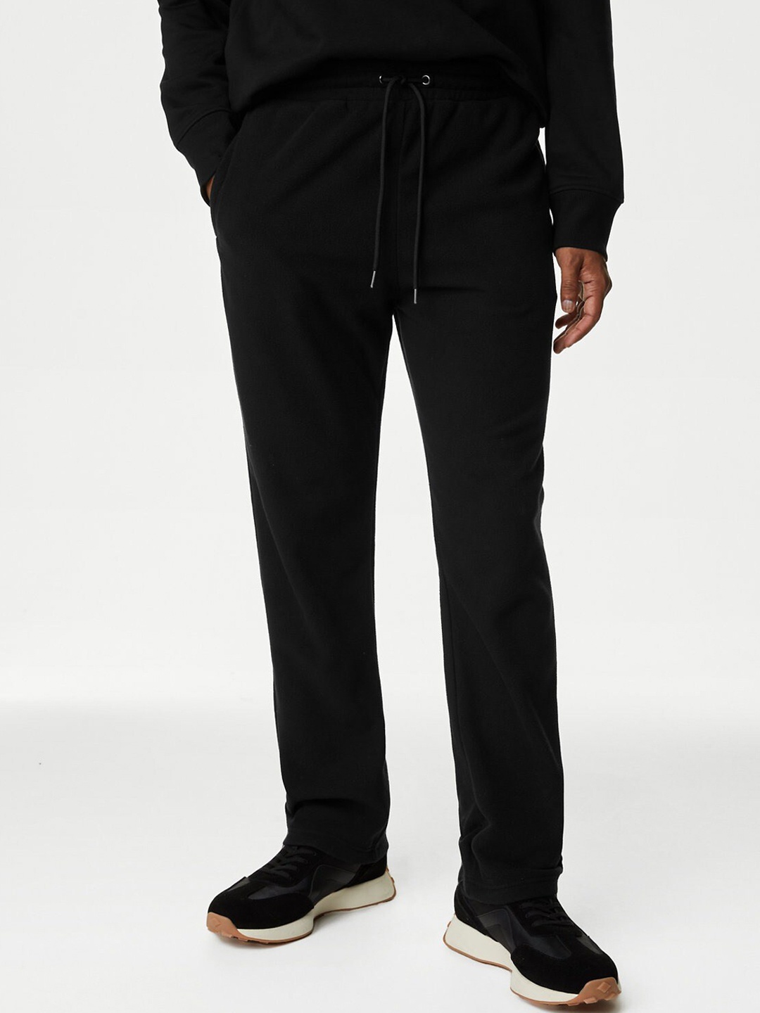 

Marks & Spencer Men Mid-Rise Fleece Track Pant, Black