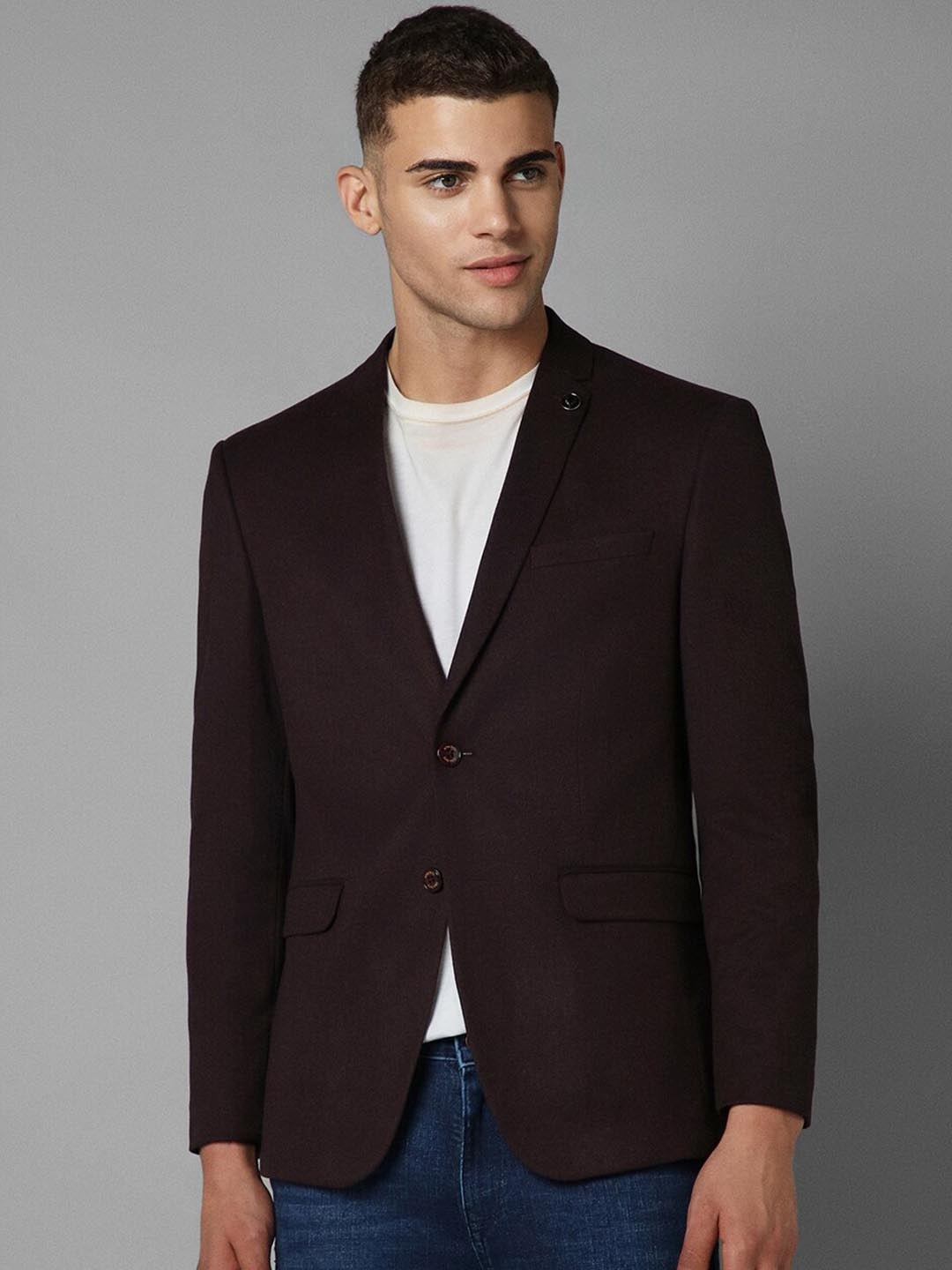 

Allen Solly Men Textured Slim-Fit Blazer, Brown
