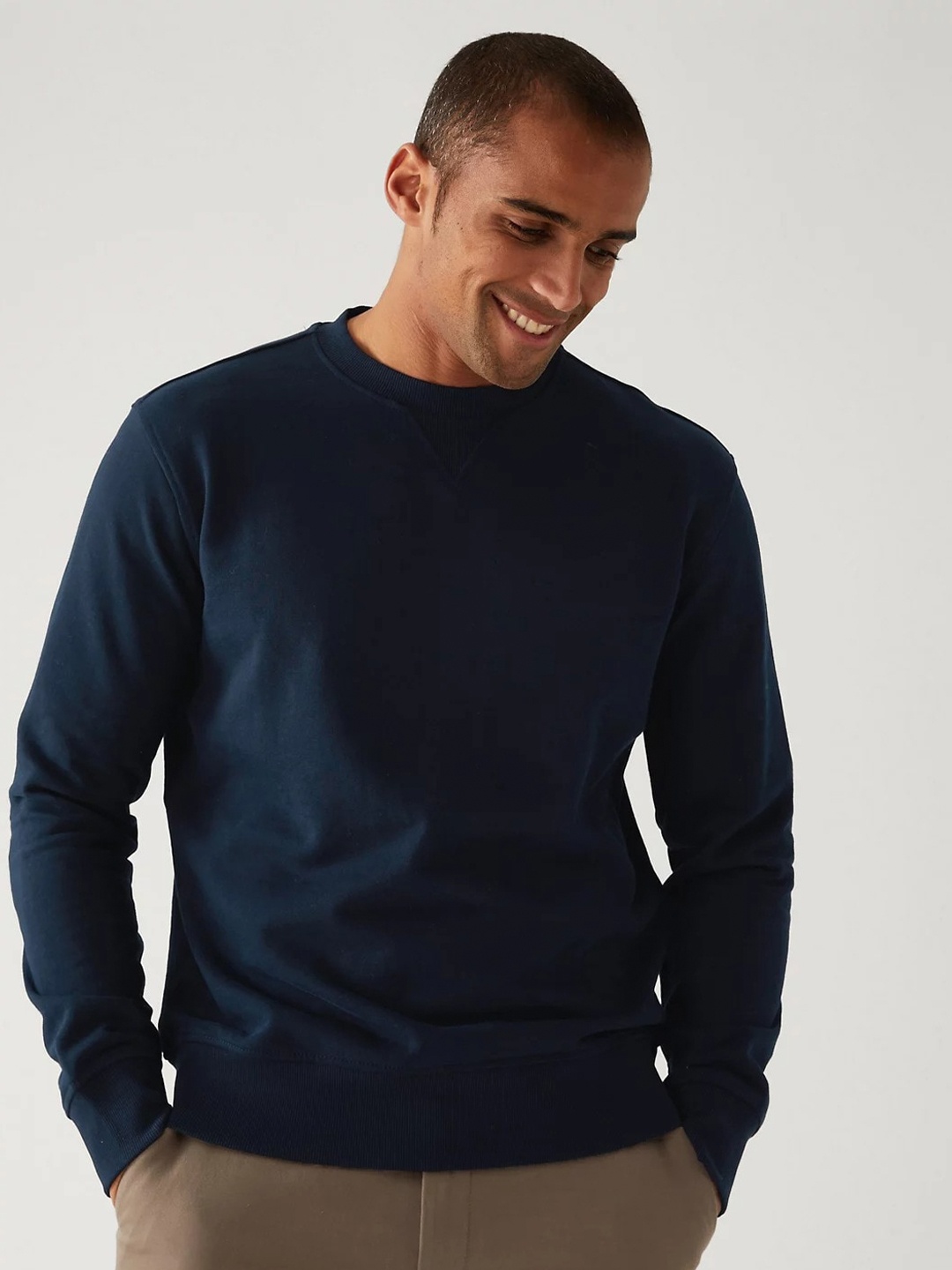 

Marks & Spencer Men Navy Blue Sweatshirt