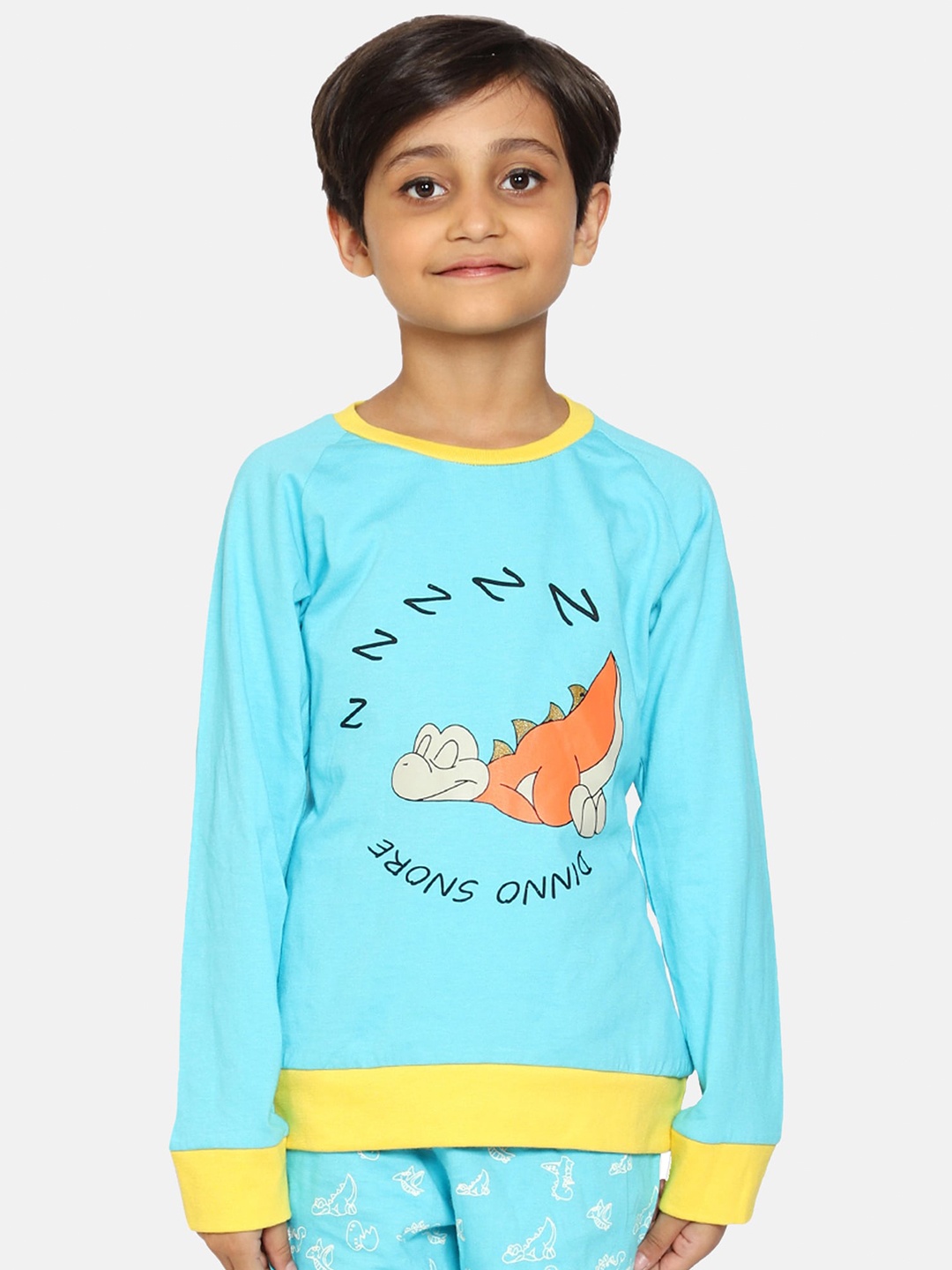 

KiddoPanti Girls Blue Typography Printed T-shirt