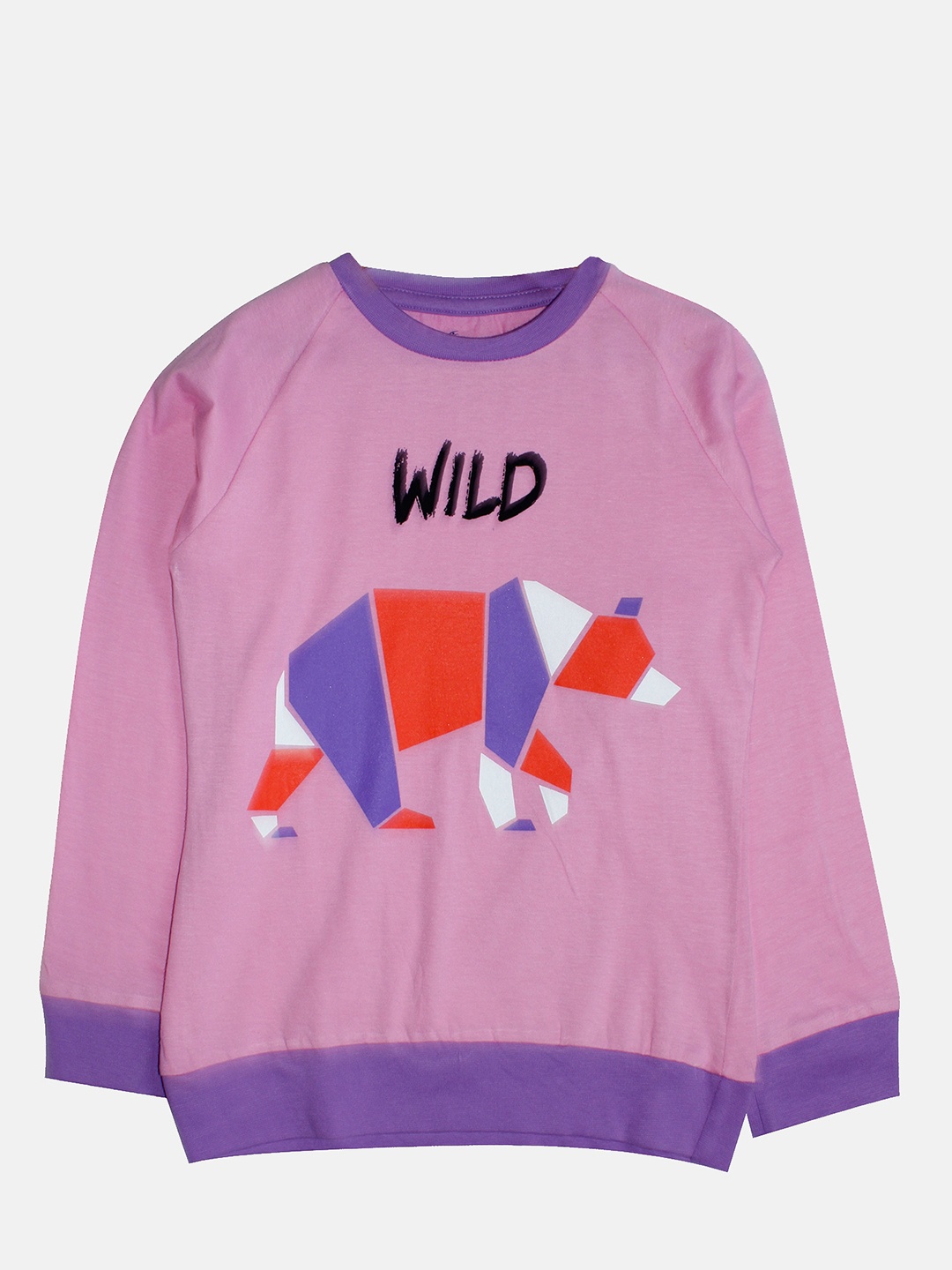 

KiddoPanti Girls Pink Typography Colourblocked Pockets T-shirt