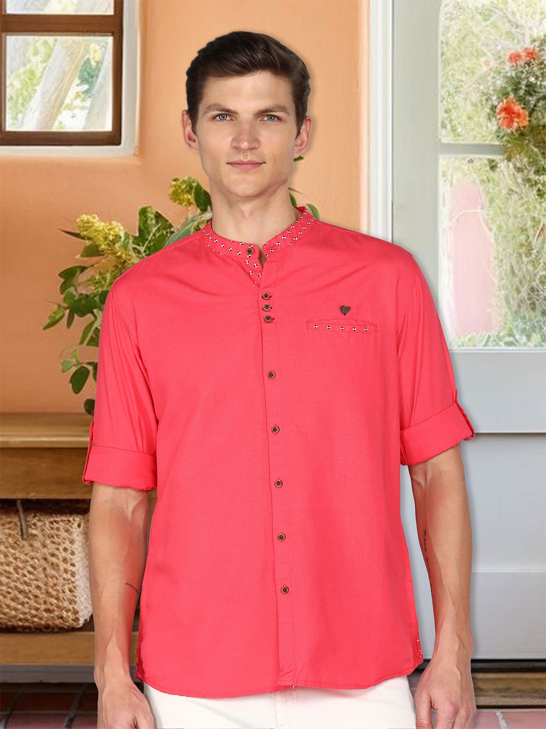 

Kuons Avenue Men Pink Smart Slim Fit Opaque Casual Shirt