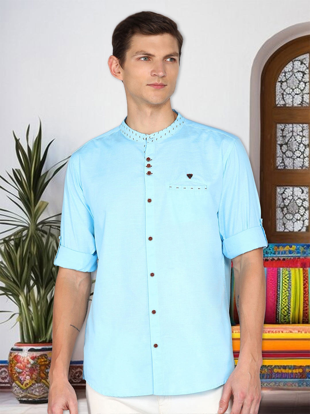 

Kuons Avenue Men Turquoise Blue Smart Slim Fit Opaque Casual Shirt