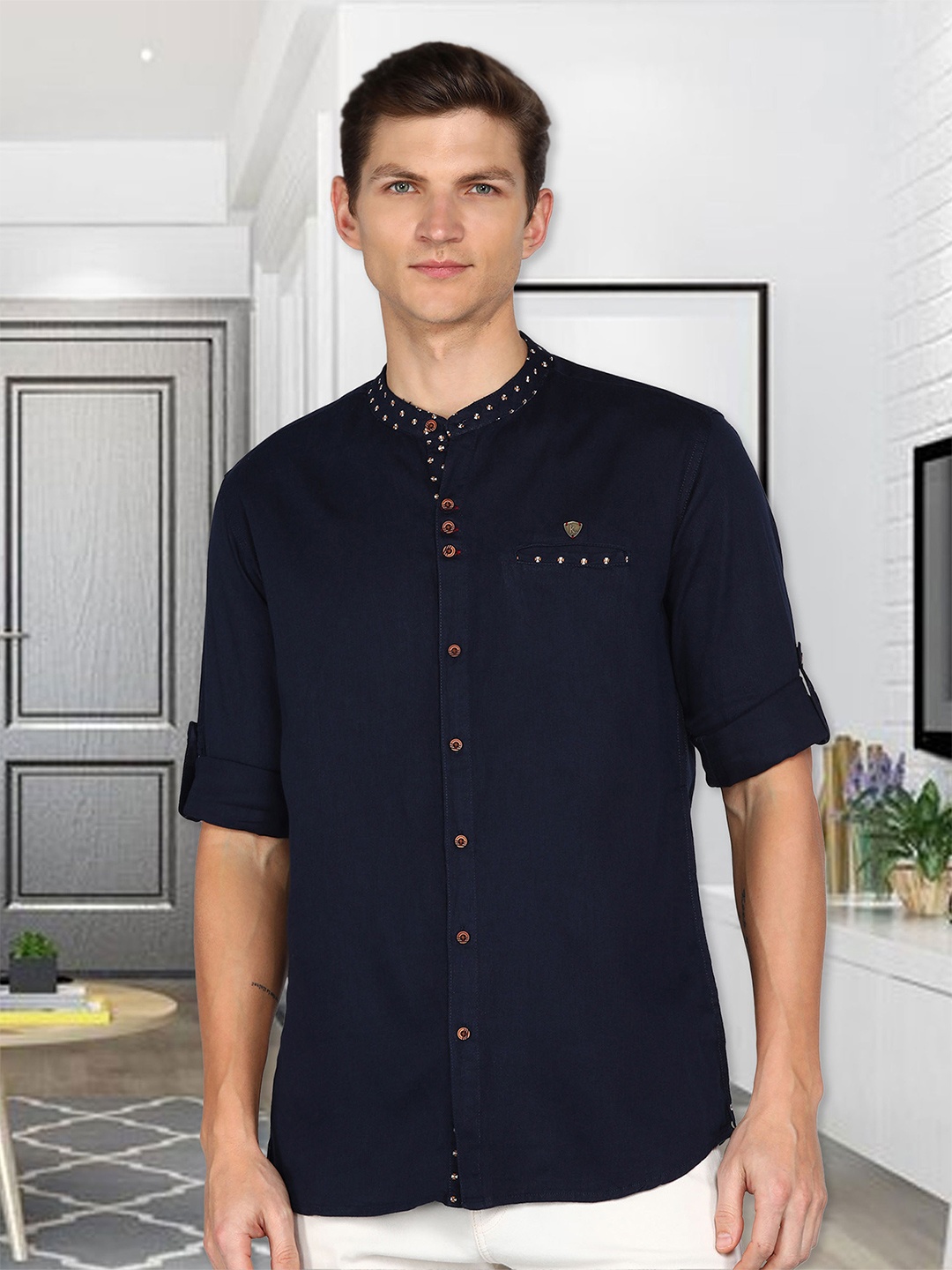 

Kuons Avenue Men Blue Smart Slim Fit Opaque Casual Shirt