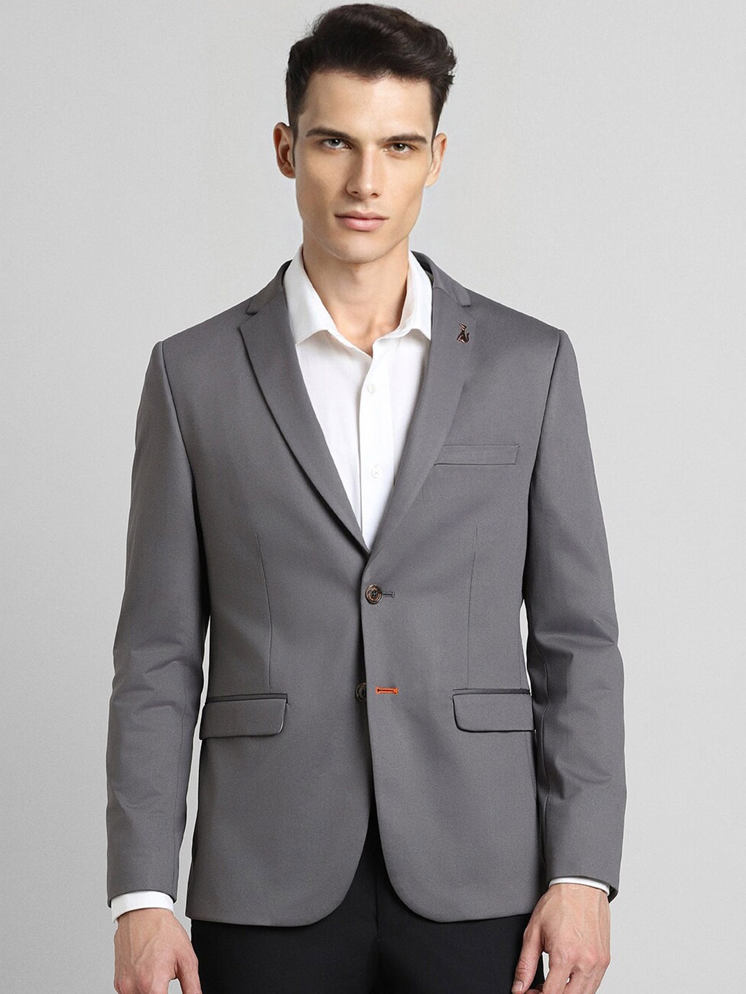 

SIMON CARTER LONDON Men Slim-Fit Single Breasted Formal Blazers, Grey