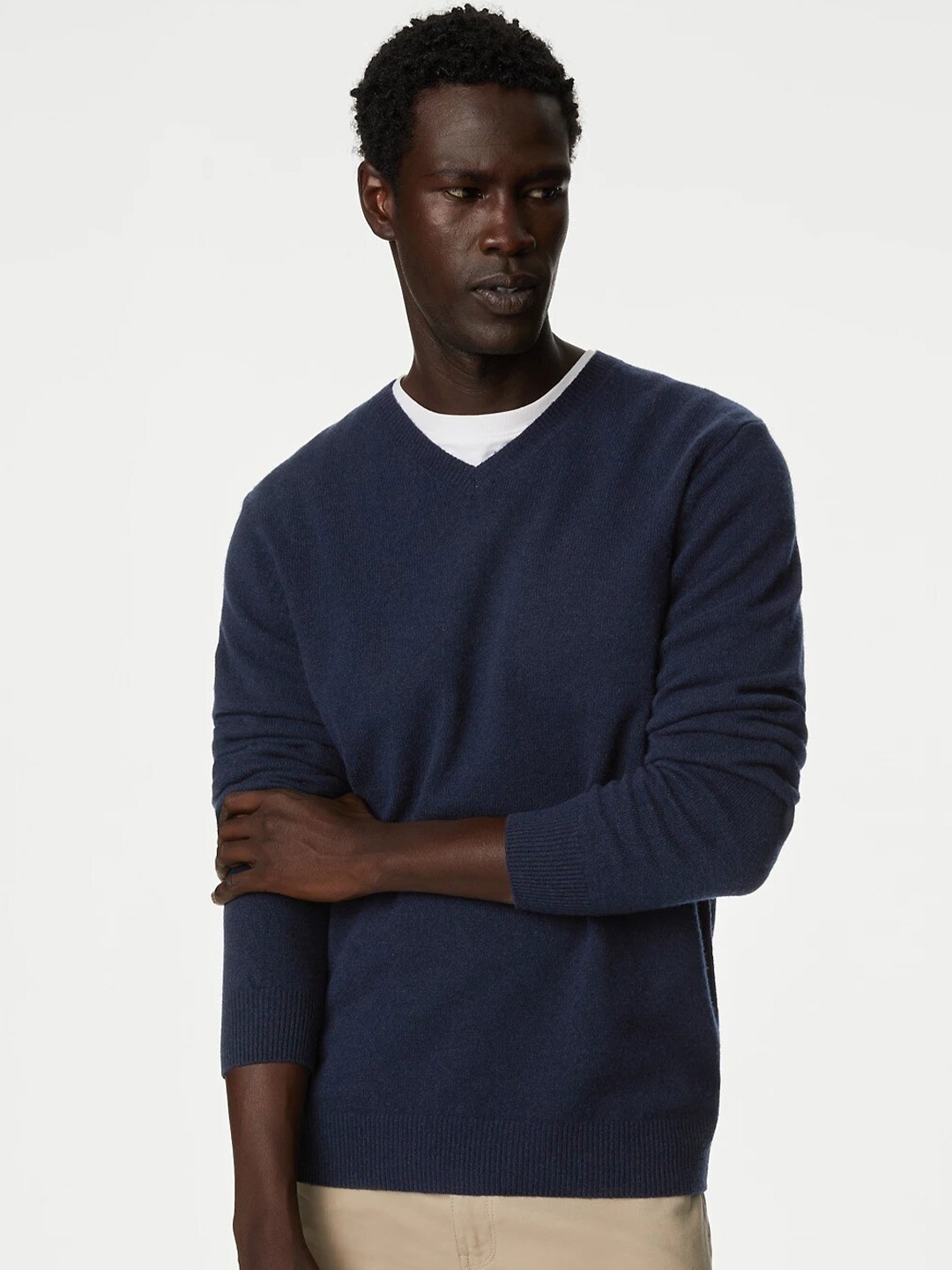 

Marks & Spencer V-Neck Woollen Pullover, Navy blue