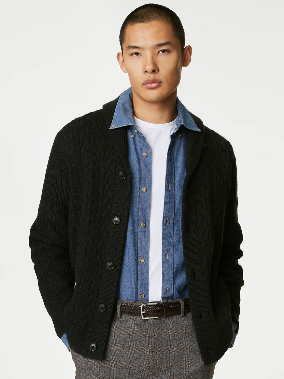 

Marks & Spencer Cable Knit Cardigan, Green
