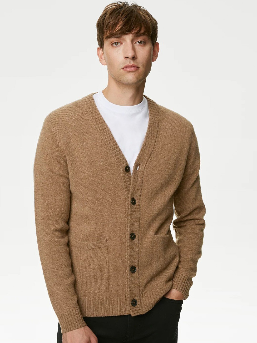 

Marks & Spencer V-Neck Woollen Cardigan, Brown