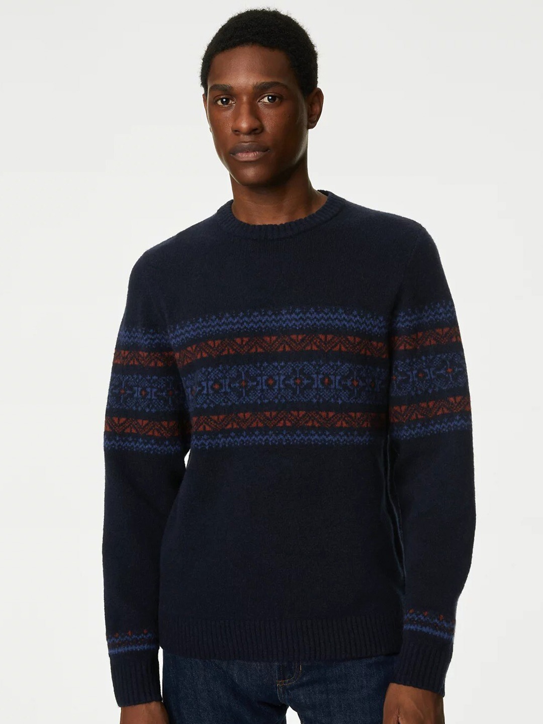 

Marks & Spencer Striped Long Sleeves Pullover, Navy blue