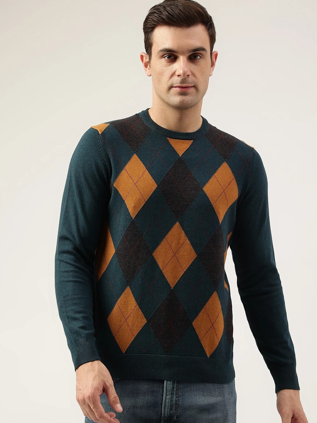 

Marks & Spencer Argyle Printed Pure Cotton Pullover Sweater, Teal