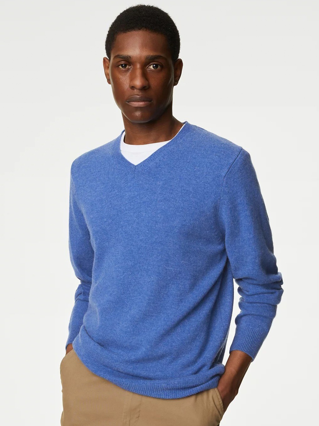 

Marks & Spencer V-Neck Woollen Pullover Sweater, Blue