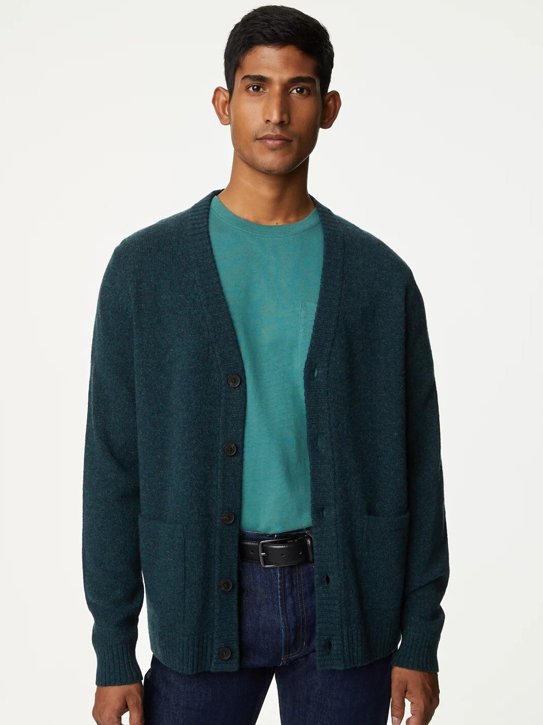 

Marks & Spencer V-Neck Woollen Cardigan Sweater, Green
