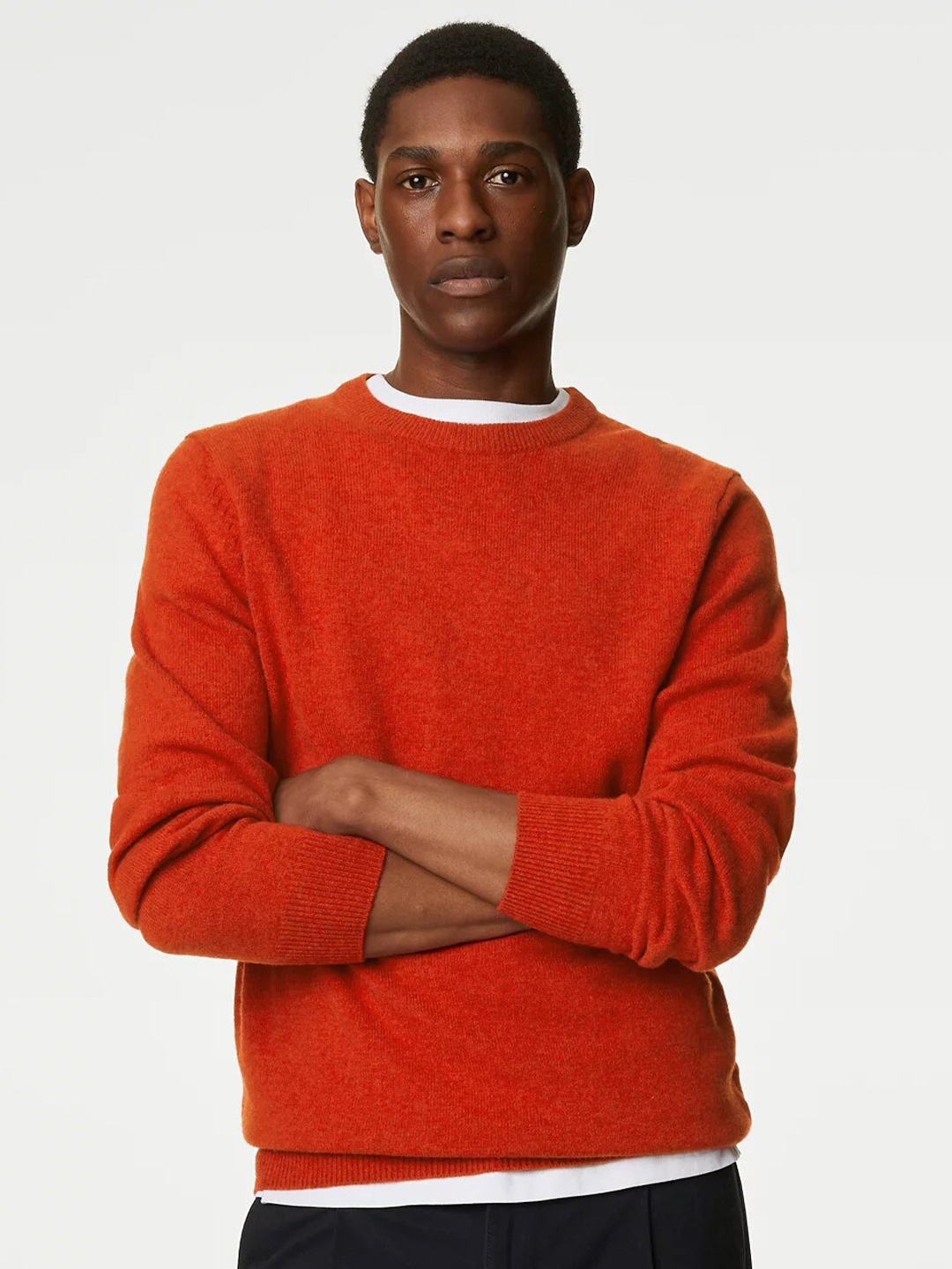 

Marks & Spencer Round Neck Woollen Pullover Sweater, Orange