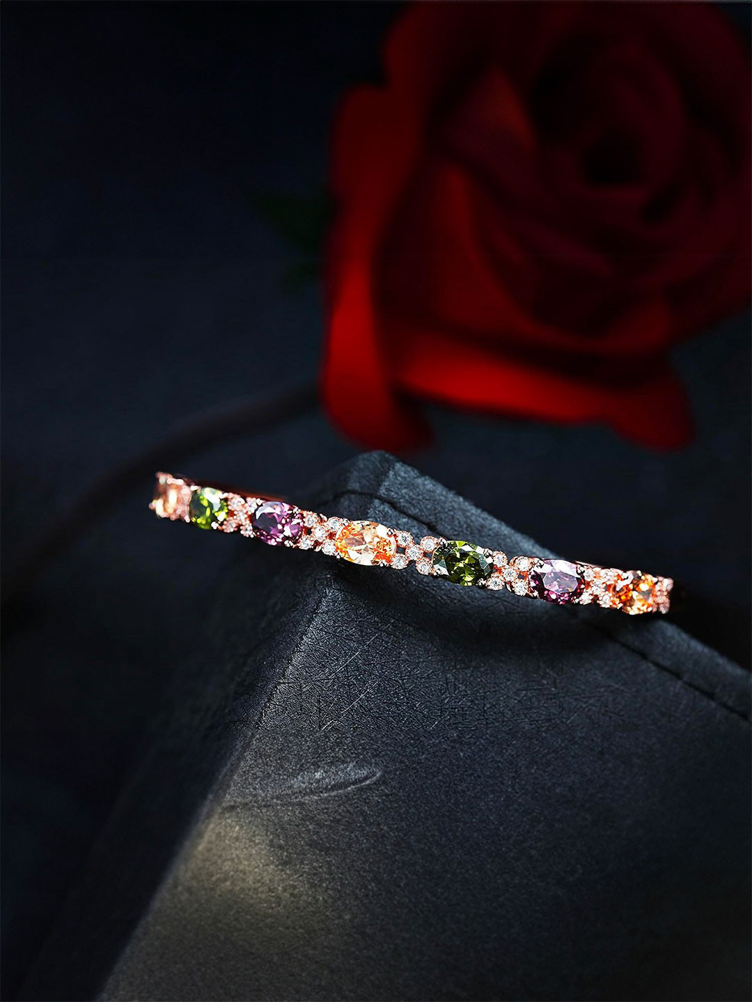 

Yellow Chimes Rose Gold-Plated Stone Studded Bangle-Style Bracelet
