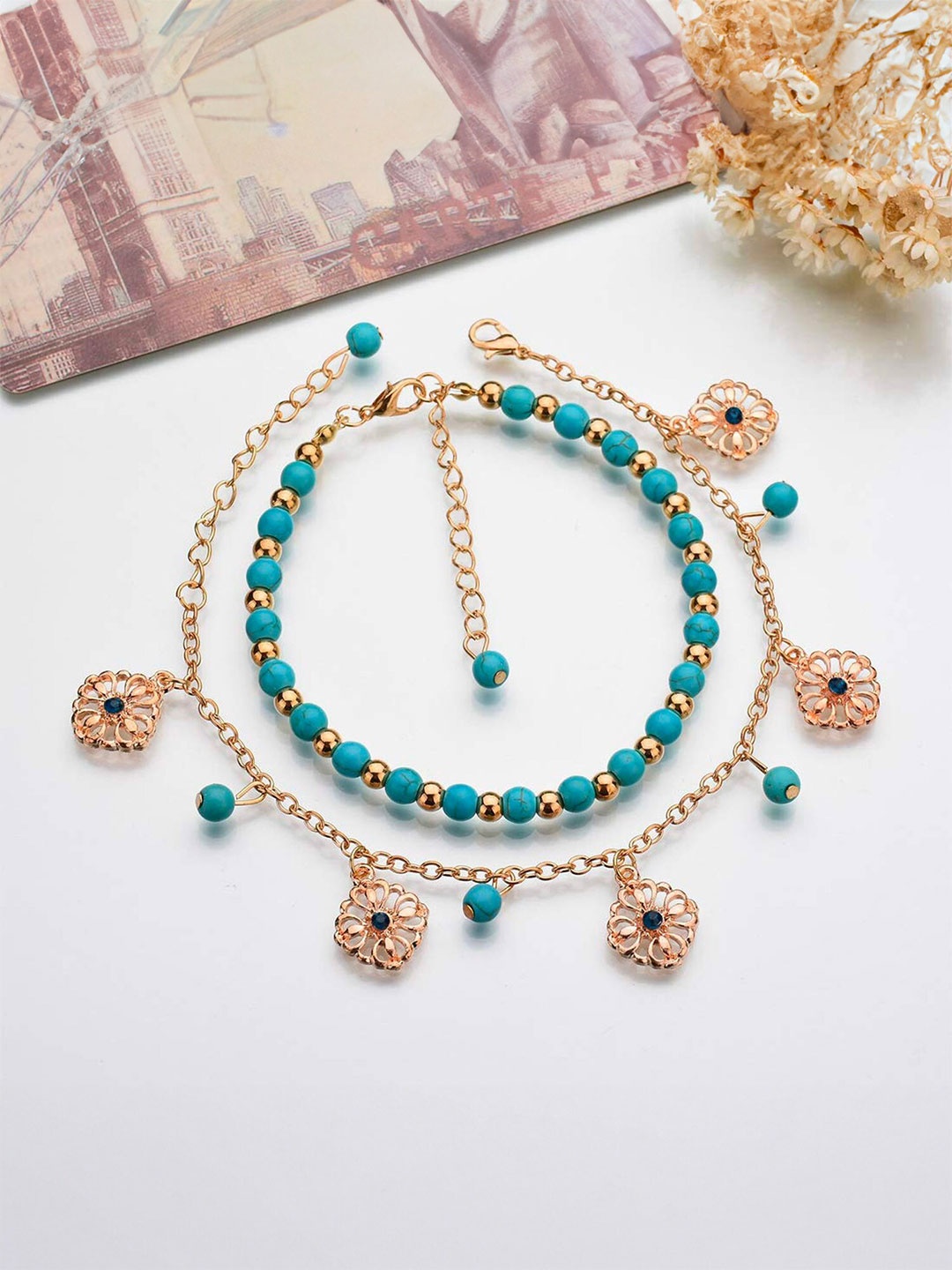 

Yellow Chimes Set Of 2 Gold-Plated Charm Bracelet