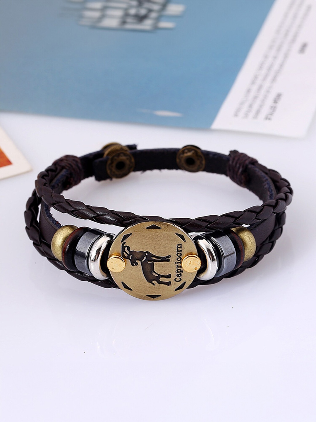 

Yellow Chimes Brass Multistrand Bracelet, Black