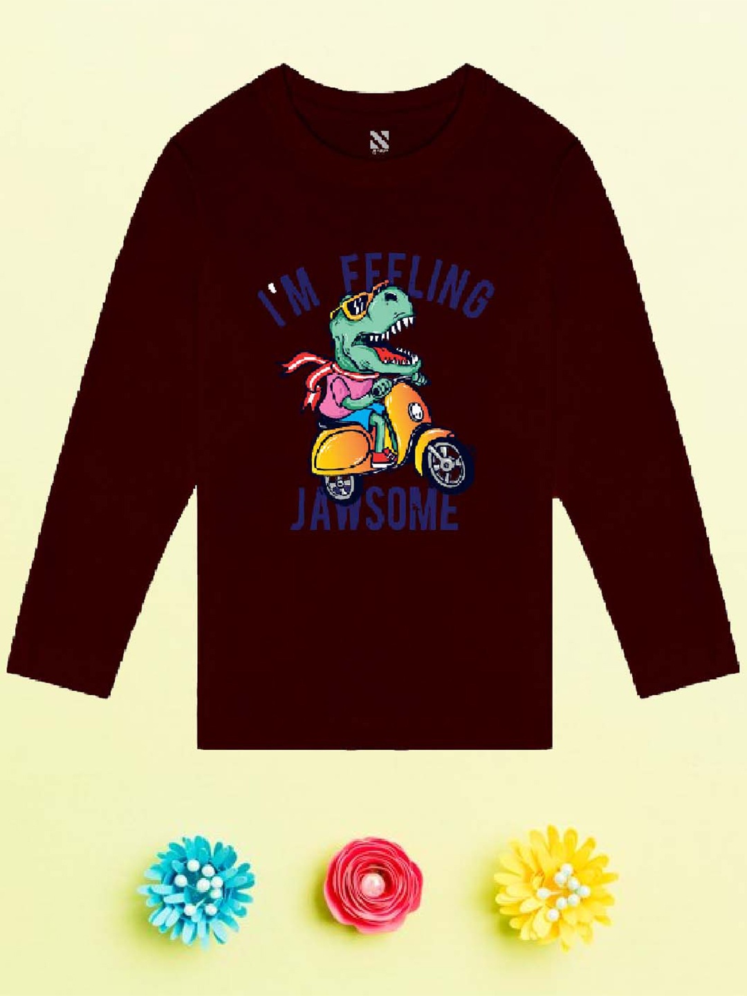 

NUSYL Boys Maroon Printed Applique T-shirt