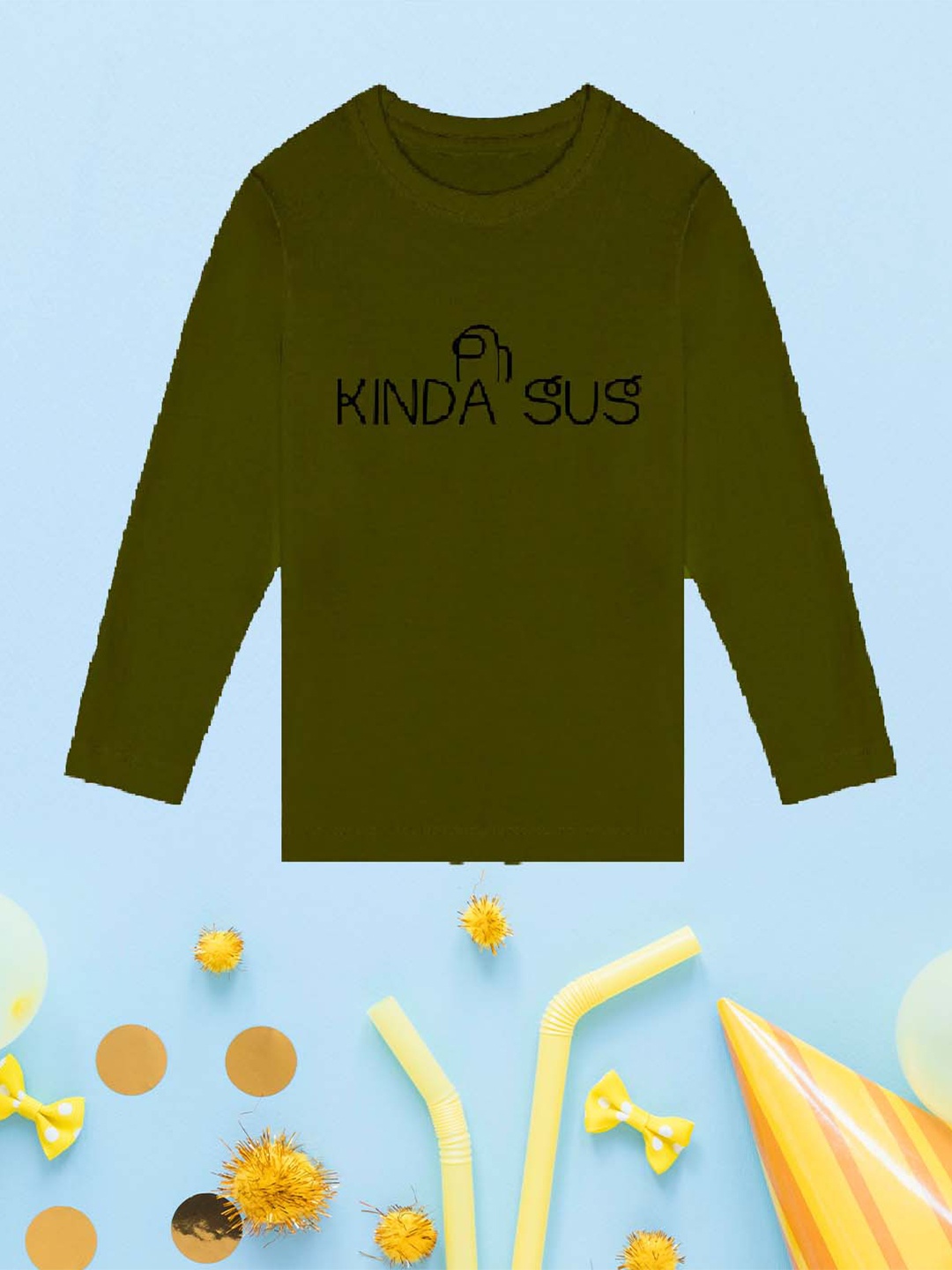 

NUSYL Boys Olive Green Henley Neck T-shirt