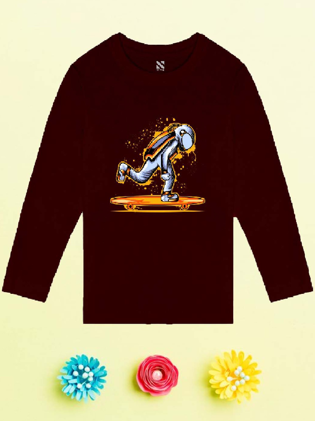 

NUSYL Boys Maroon Printed T-shirt