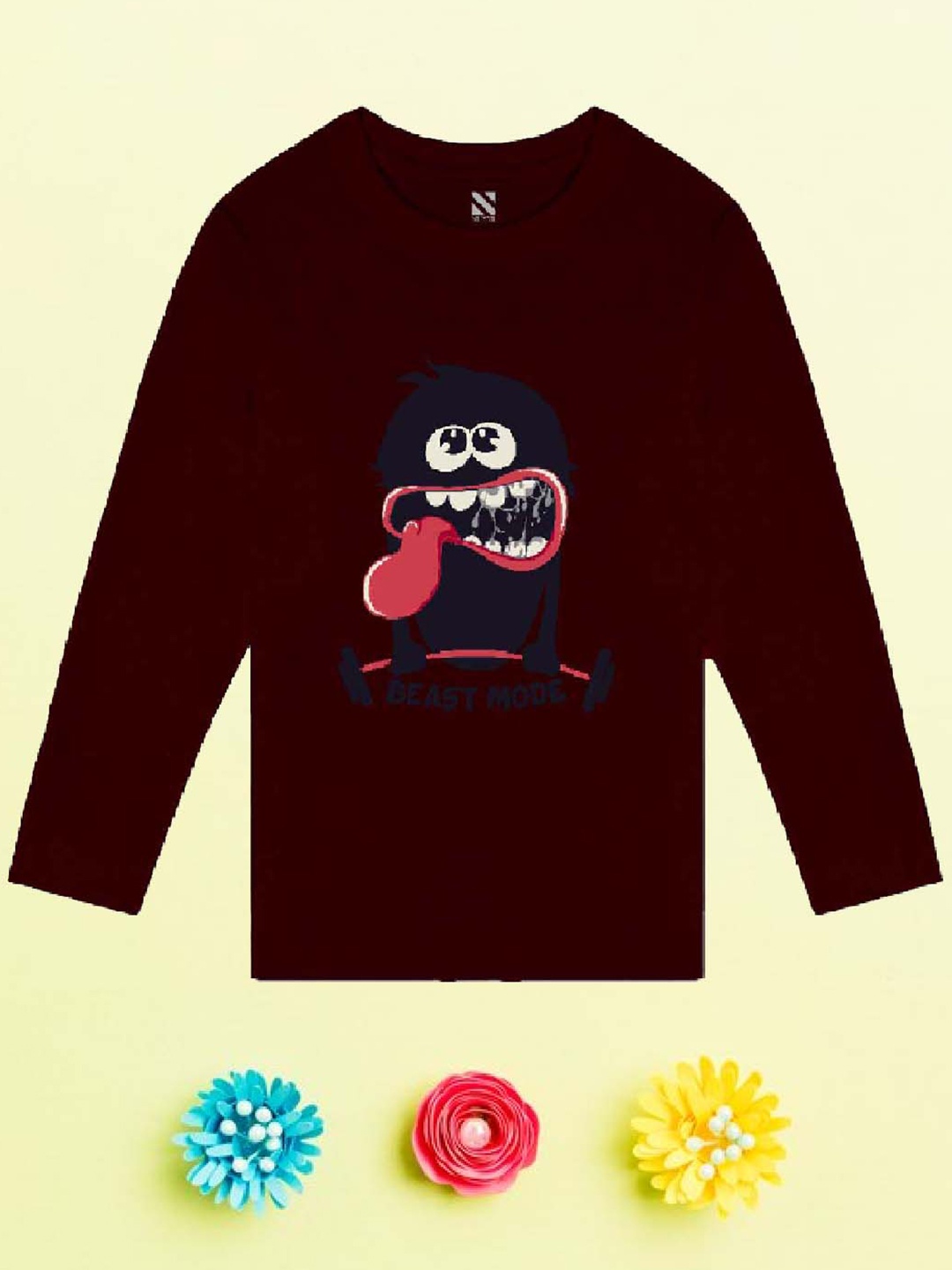 

NUSYL Boys Maroon Printed Hooded Extended Sleeves T-shirt