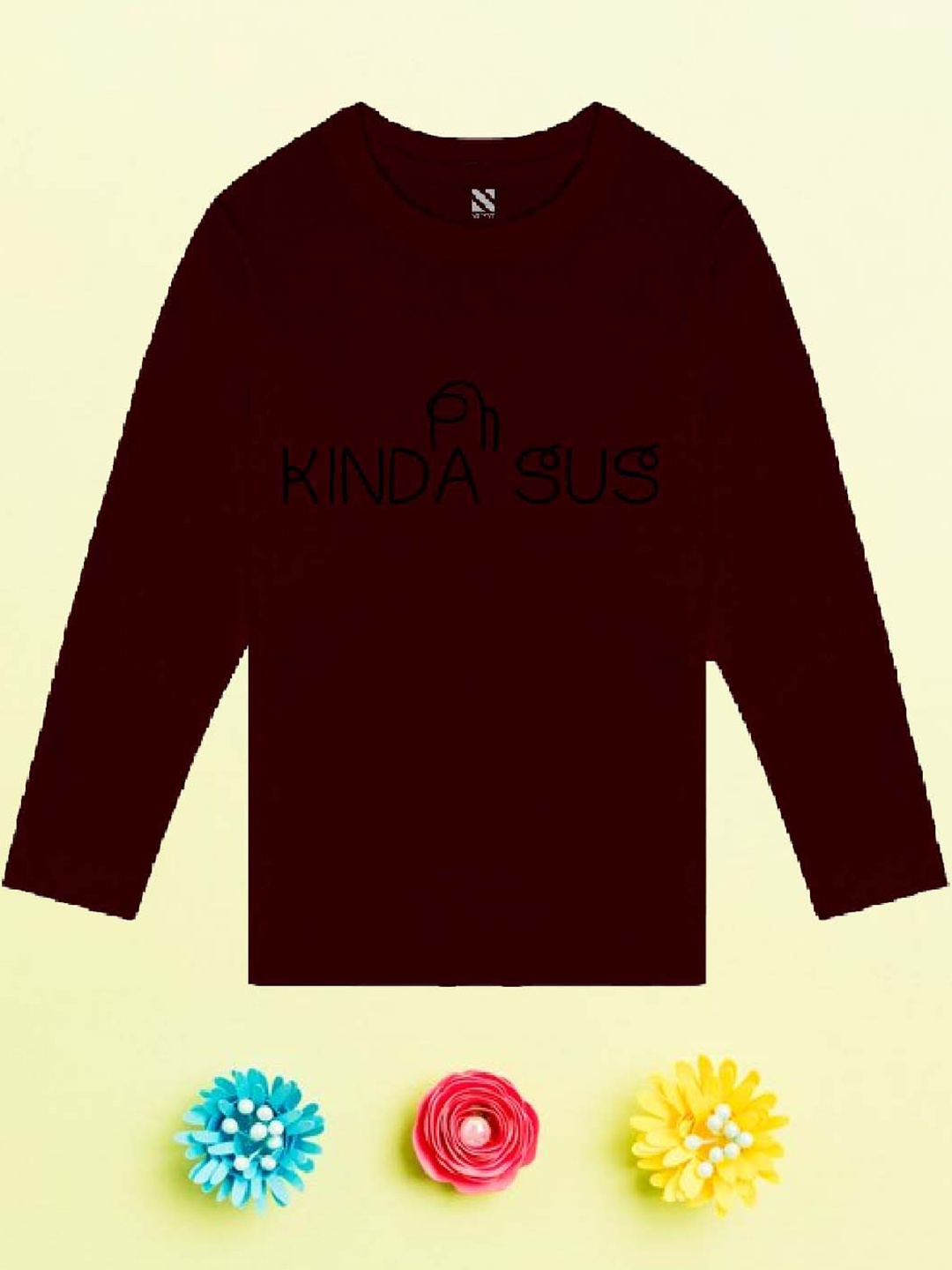 

NUSYL Boys Maroon Typography Printed V-Neck Applique T-shirt