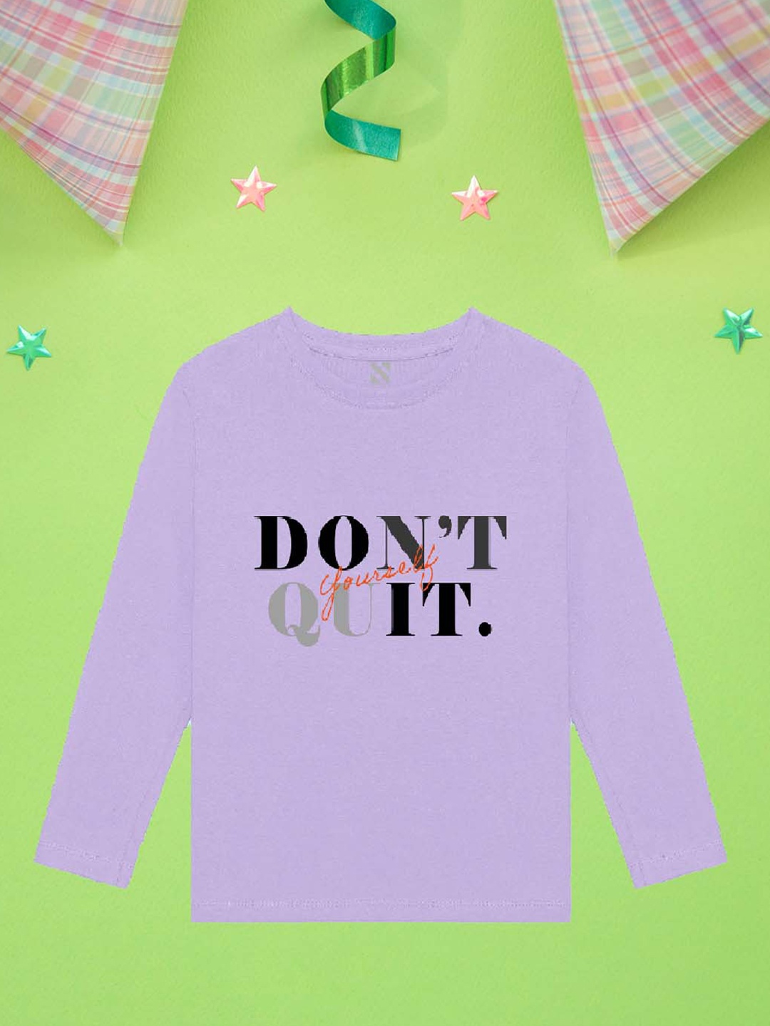 

NUSYL Boys Purple Typography Printed Applique T-shirt
