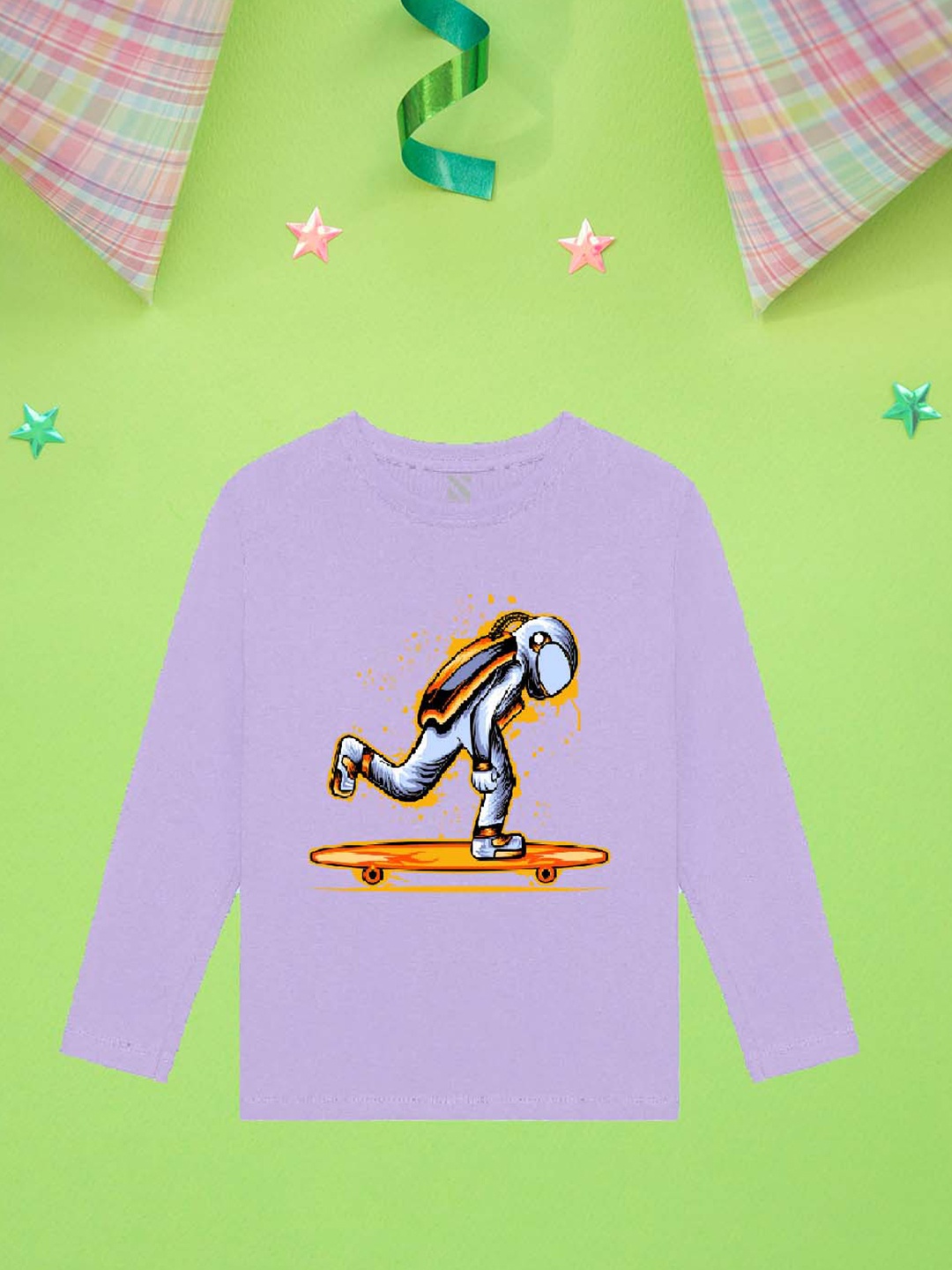 

NUSYL Boys Purple Printed Extended Sleeves T-shirt