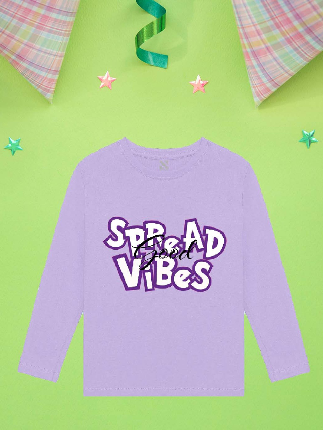 NUSYL Boys Purple Typography Printed Applique T-shirt