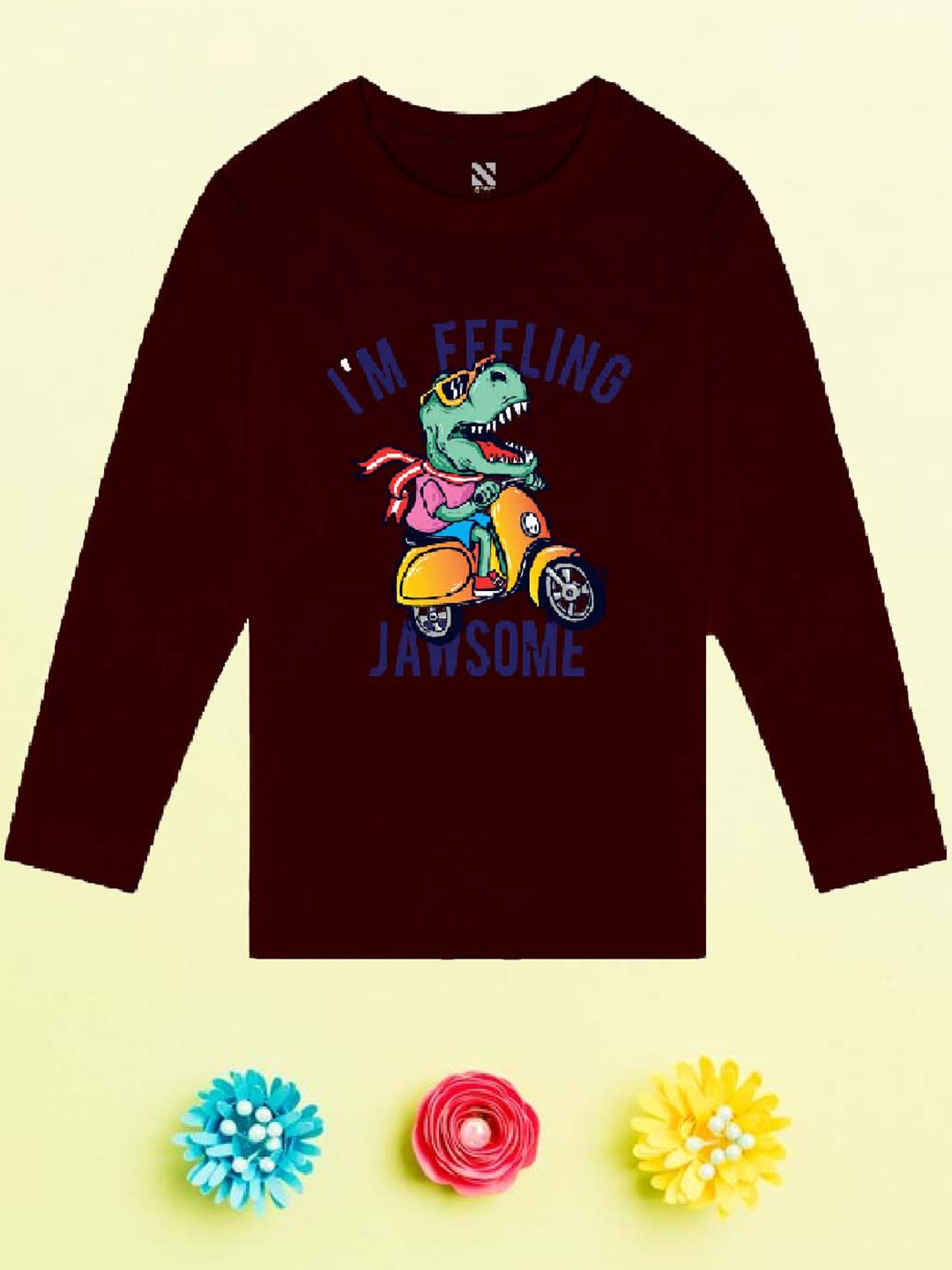 

NUSYL Boys Maroon Printed Applique T-shirt