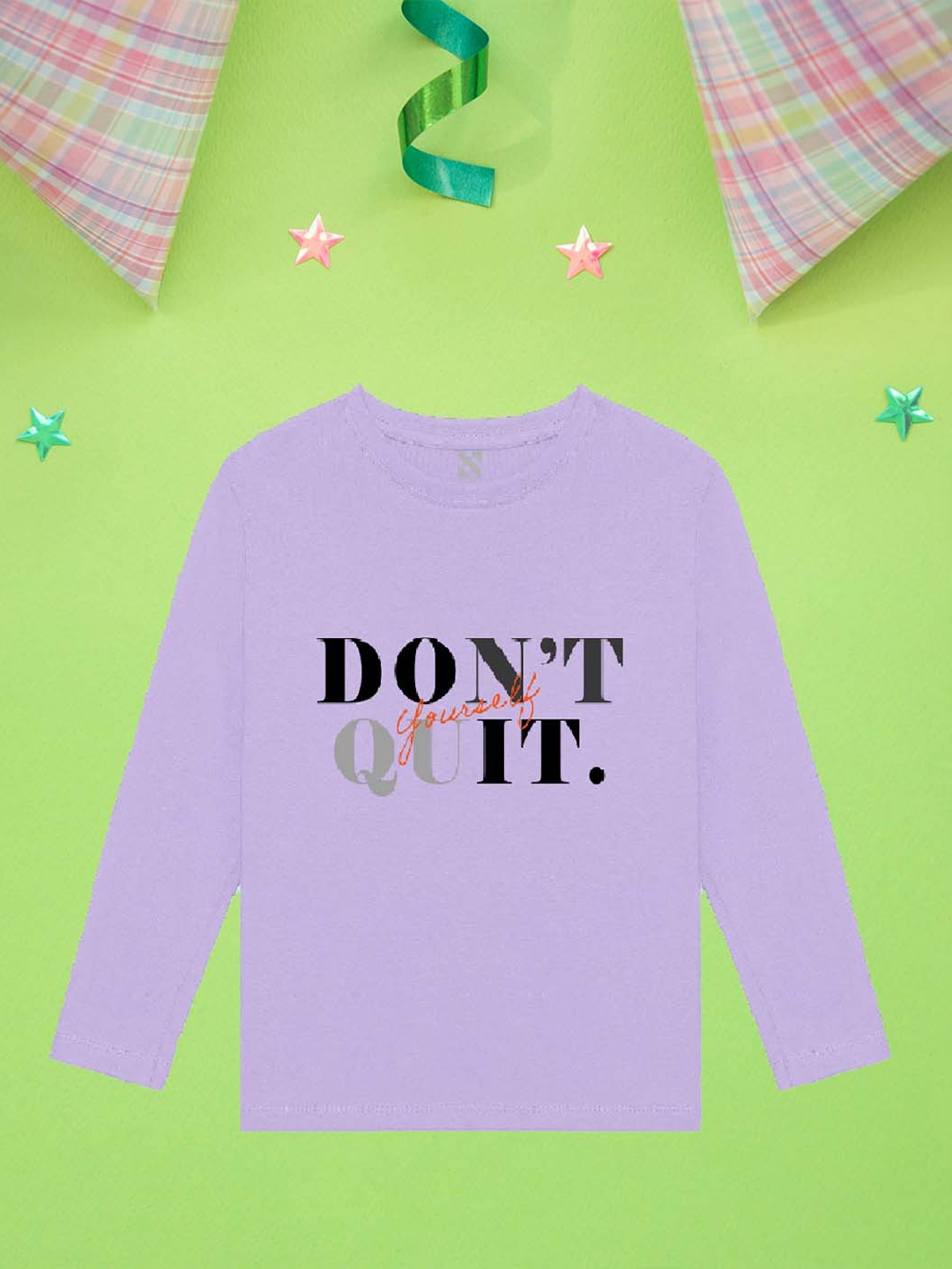 

NUSYL Boys Purple Typography Printed Applique T-shirt