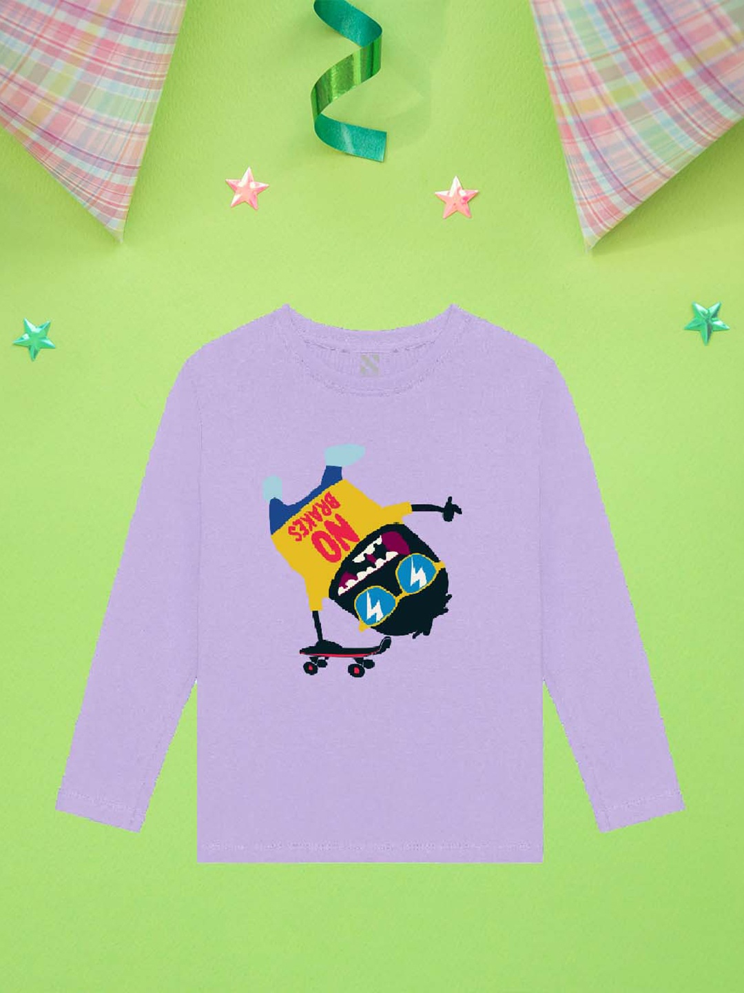 

NUSYL Boys Purple Printed Applique T-shirt