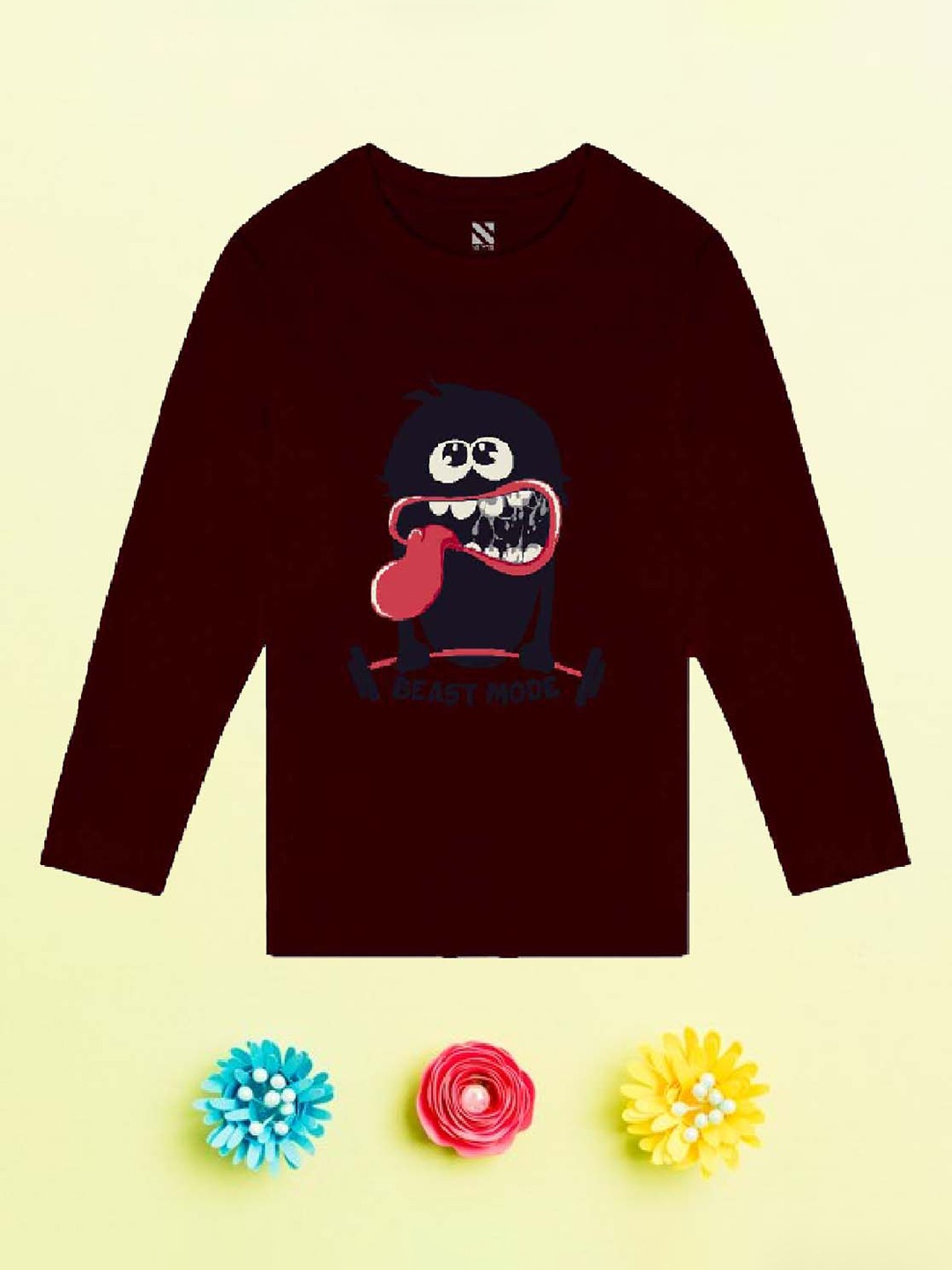 

NUSYL Boys Maroon Printed Hooded Extended Sleeves T-shirt