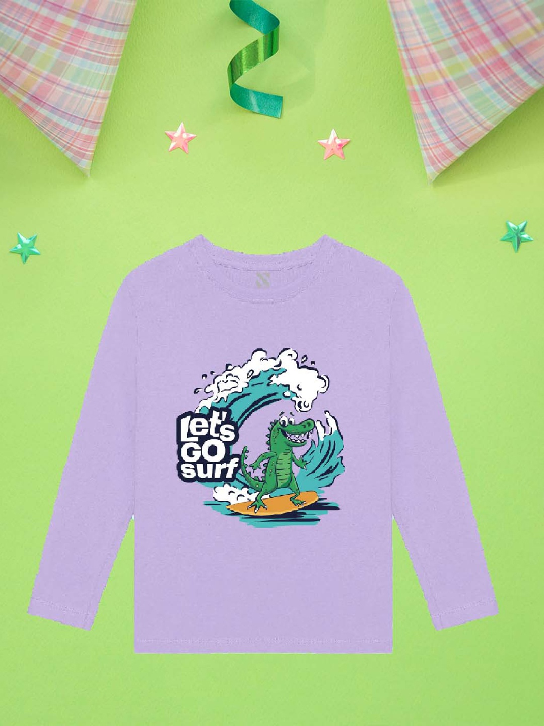NUSYL Boys Purple Typography Printed Applique T-shirt