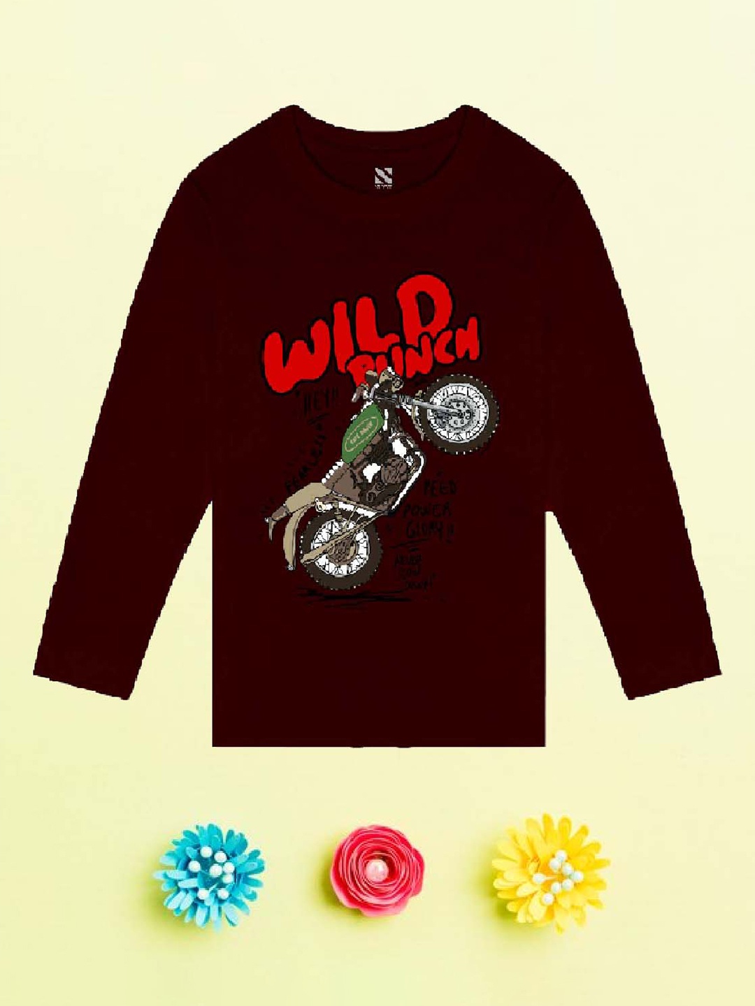 

NUSYL Boys Maroon Printed Hooded Applique T-shirt