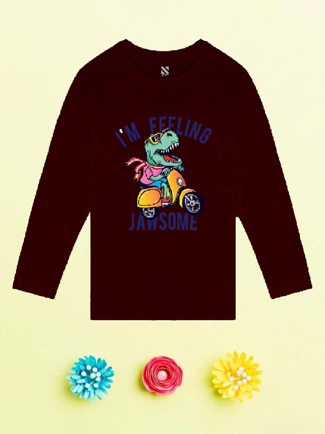 

NUSYL Boys Maroon Printed Applique T-shirt