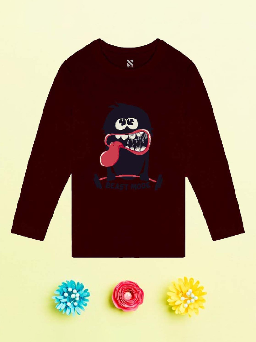 

NUSYL Boys Maroon Printed Hooded Extended Sleeves T-shirt