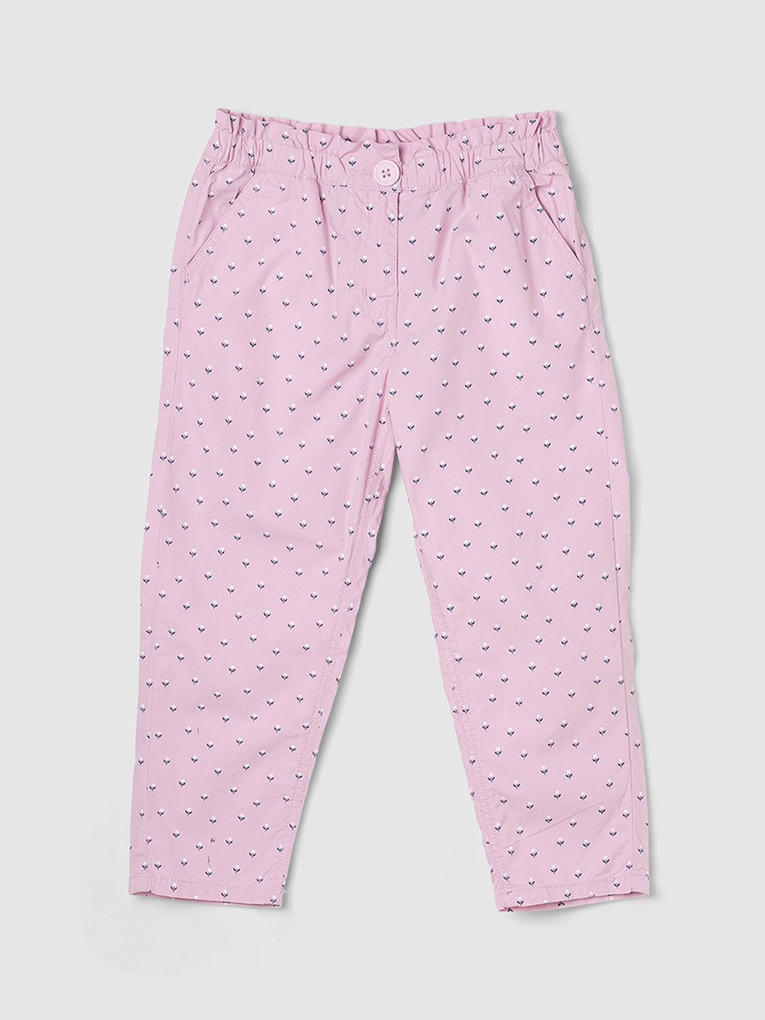 

max Girls Pink Polka Dot Printed Trousers