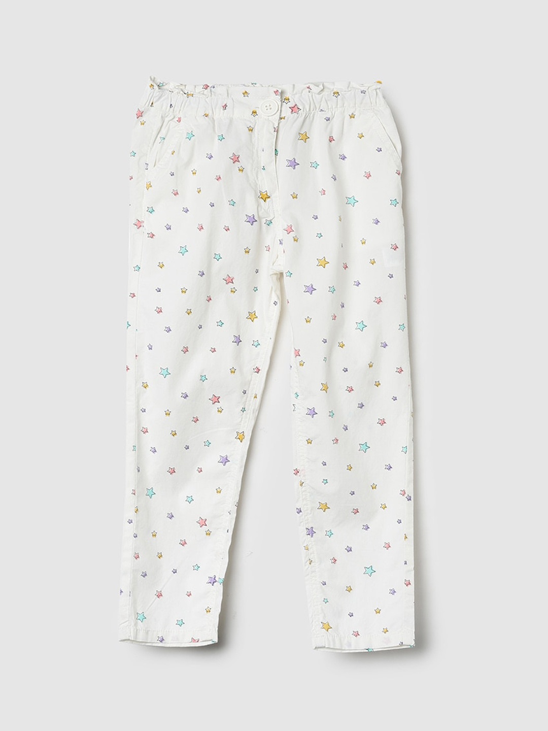 

max Girls White Floral Trousers