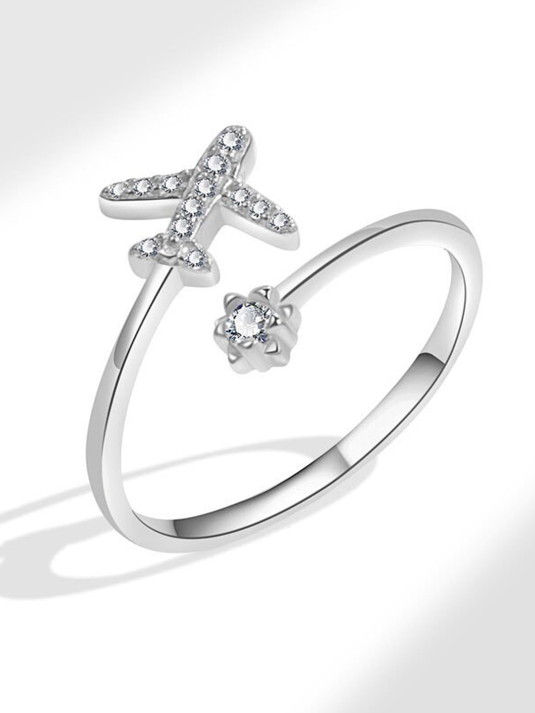 

MYKI Silver-Plated CZ Studded Finger Ring