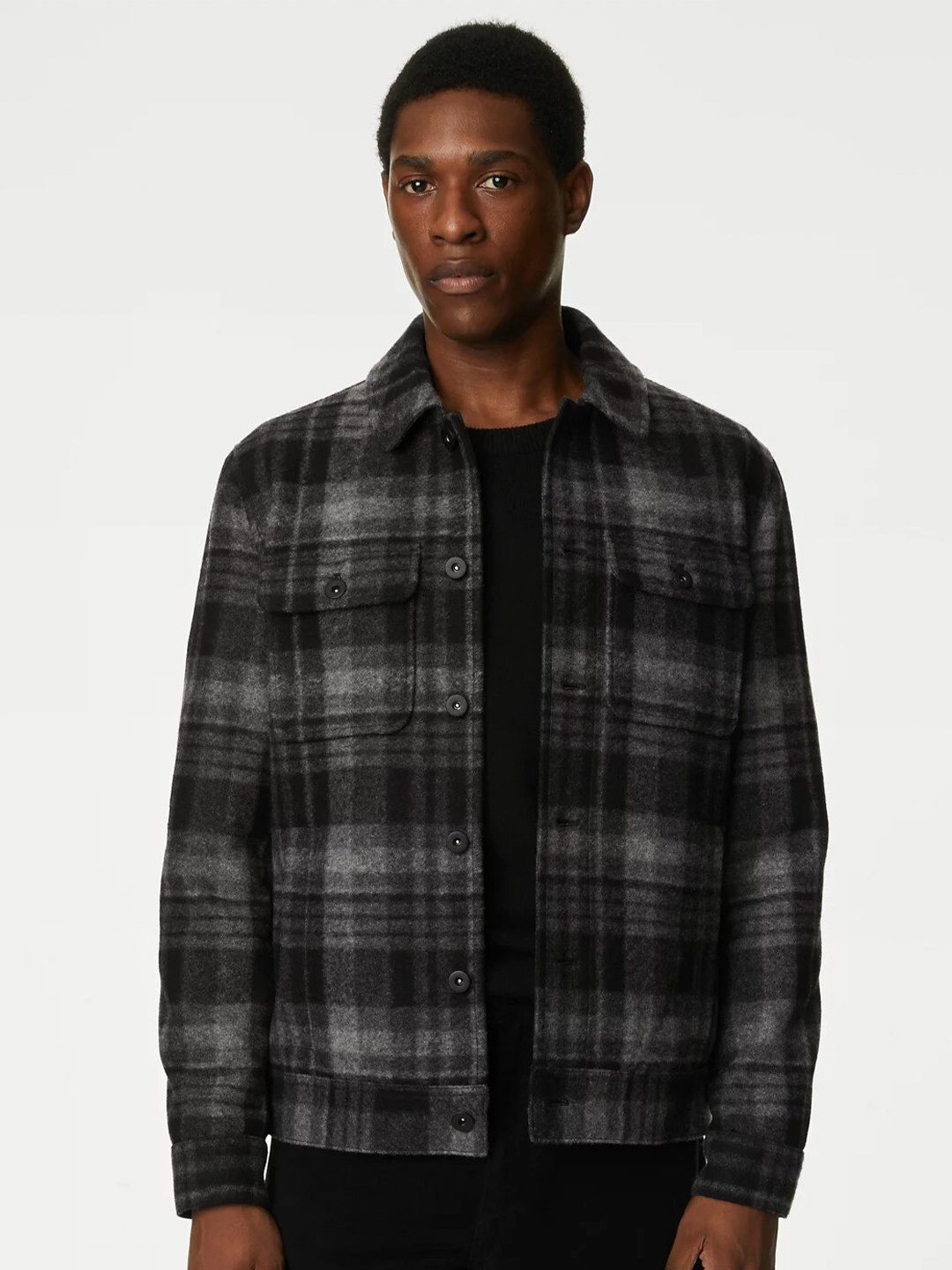 

Marks & Spencer Men Black Tartan Checks Opaque Checked Casual Shirt