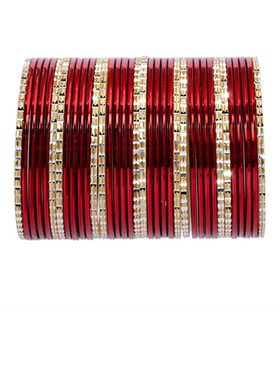 

NMII Set Of 36 Polished Cutting Glass & Metal Bangles, Gold