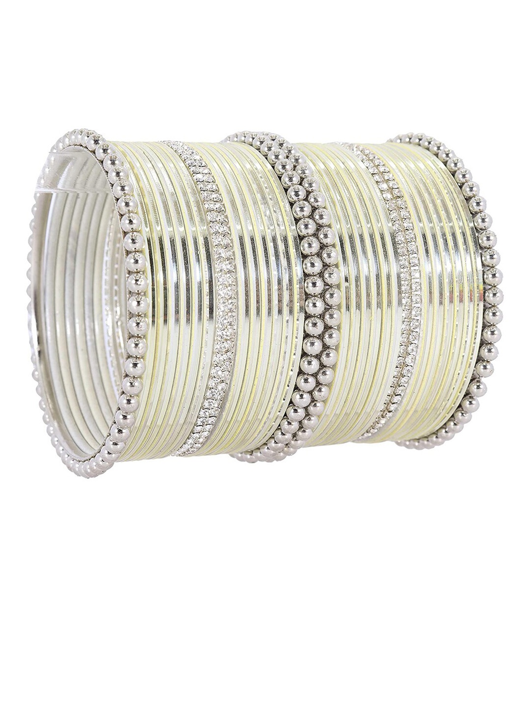 

NMII Set Of 32 Zircon Gemstone Bangles, Cream